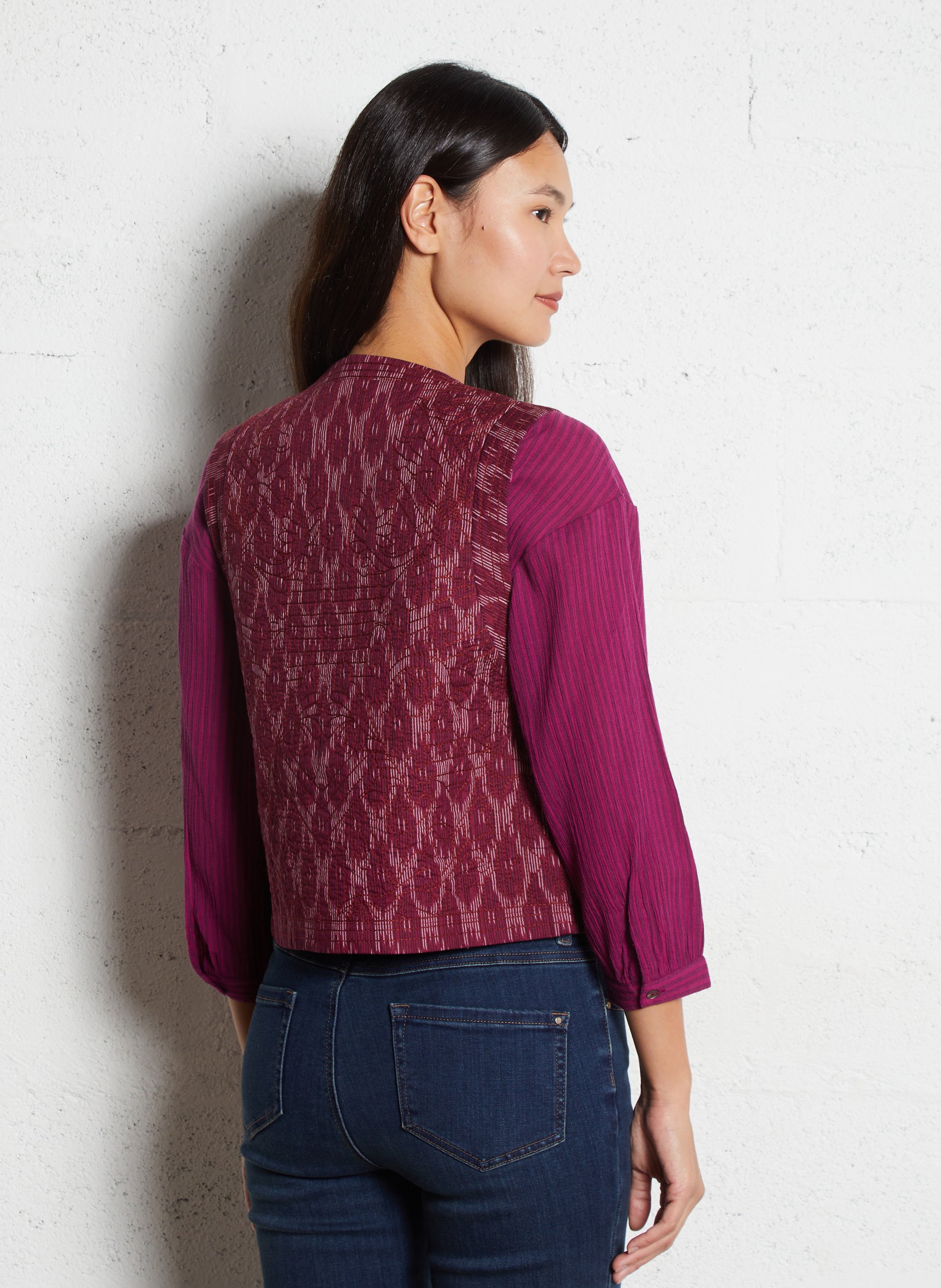 Veste col rond en coton MAISON 123 Violet