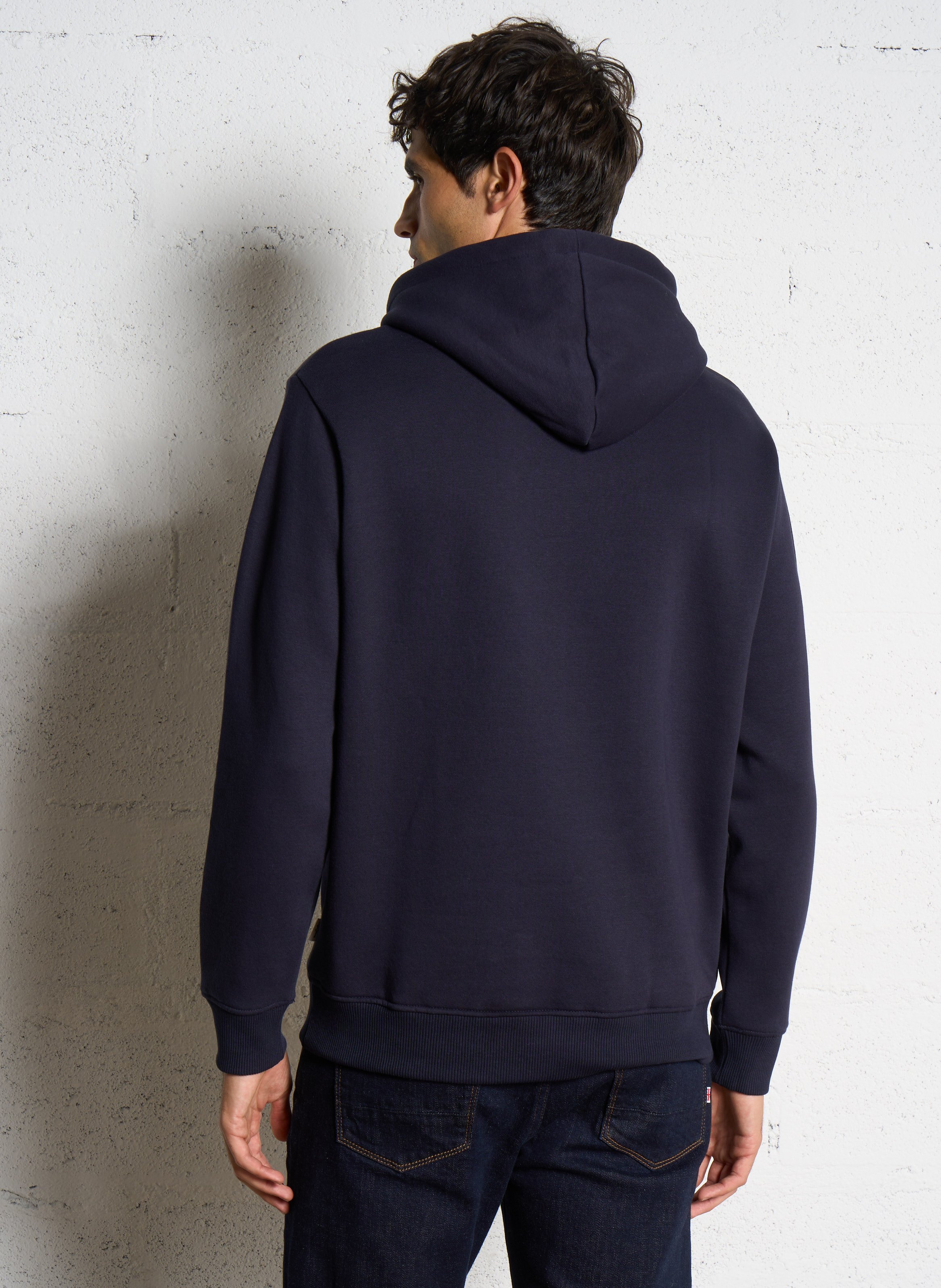 Straight embroidered cotton-blend hoodie PEPE JEANS Blue