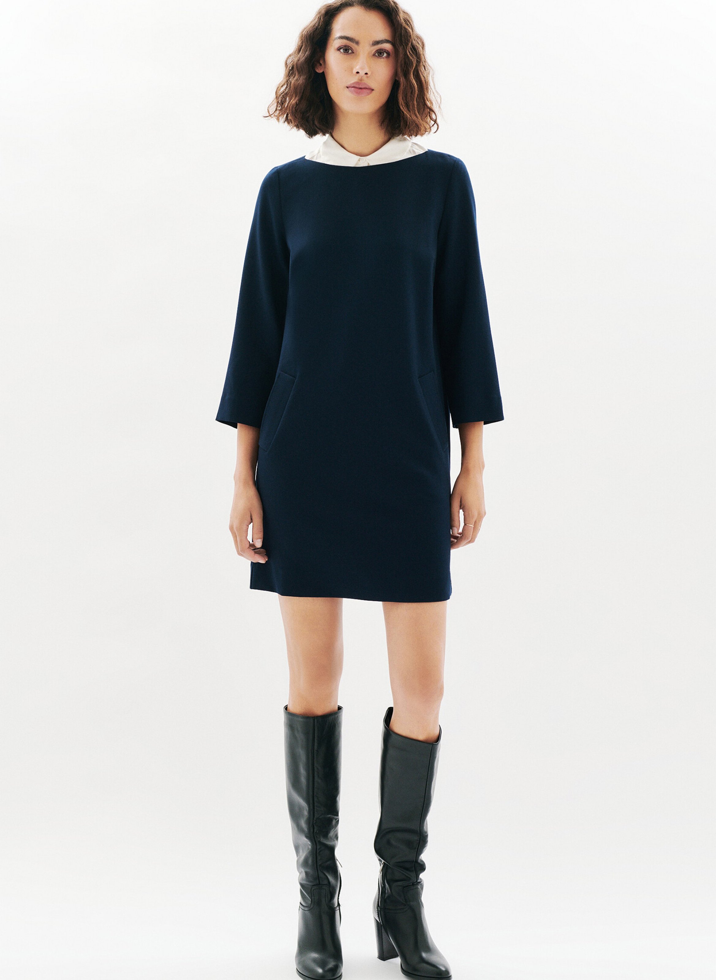Short boat-neck dress CAROLL Blue