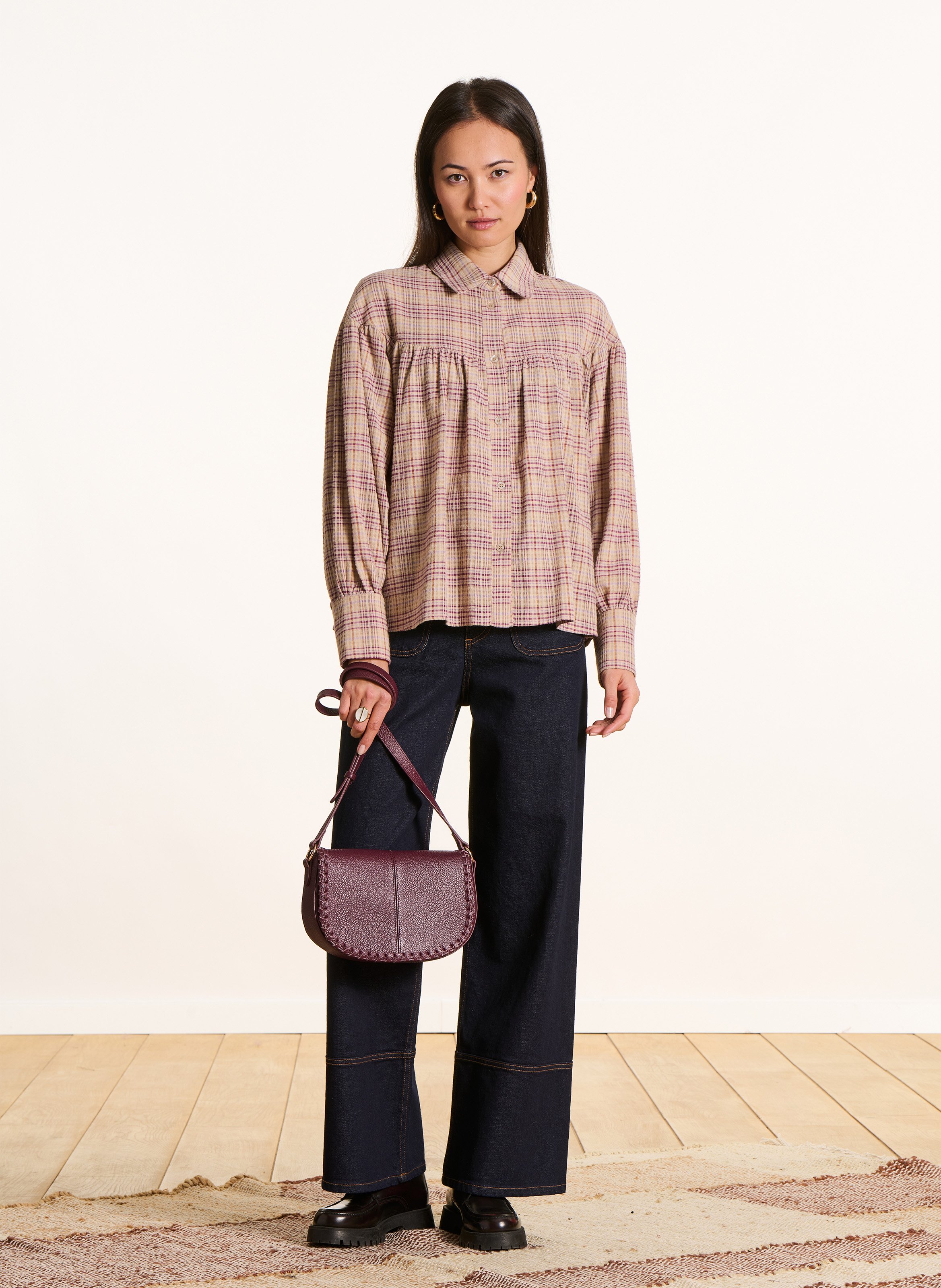 Chemise oversize col classique LA FEE MARABOUTEE Violet