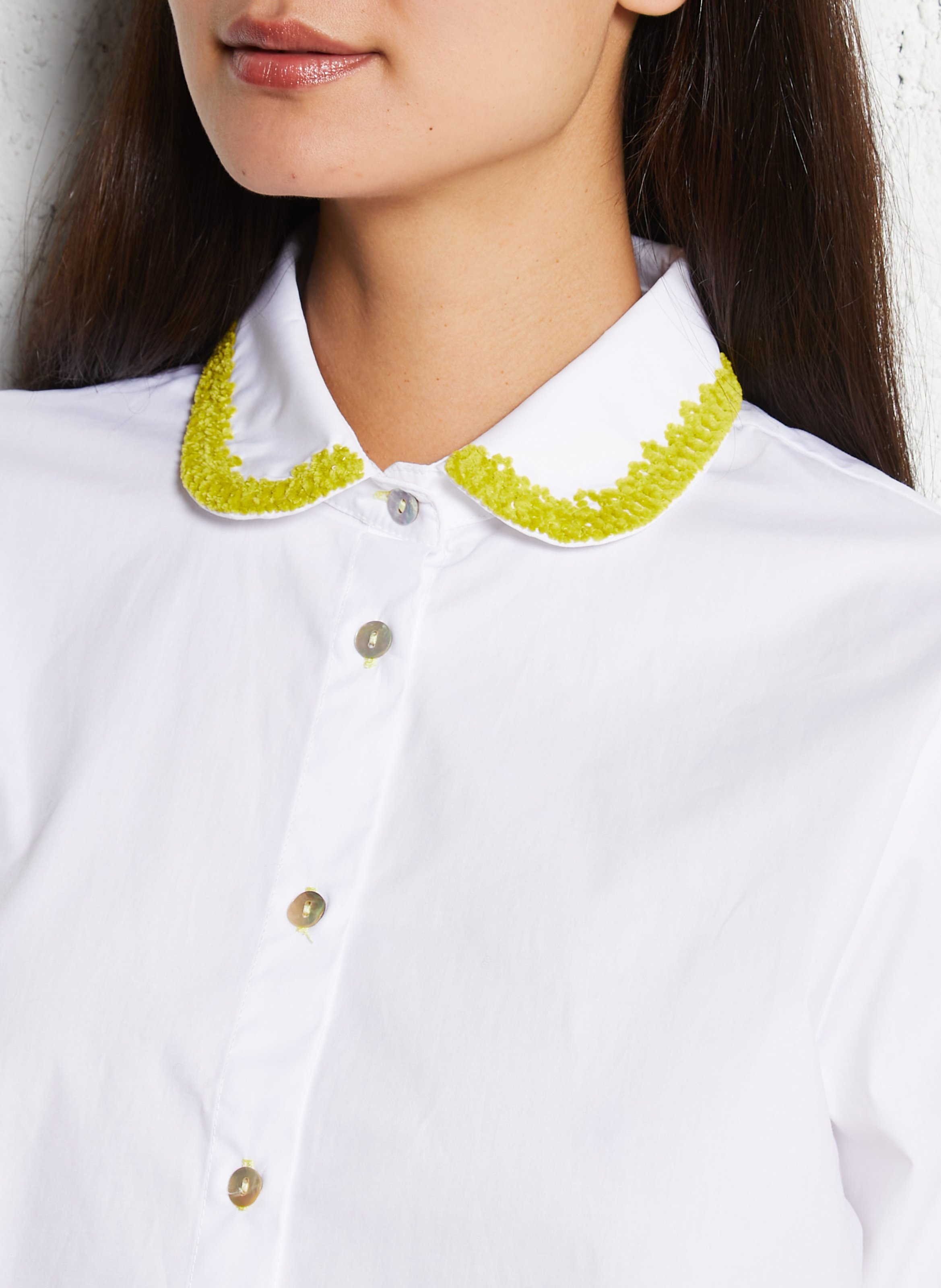 Chemise col claudine en coton DR BLOOM Blanc