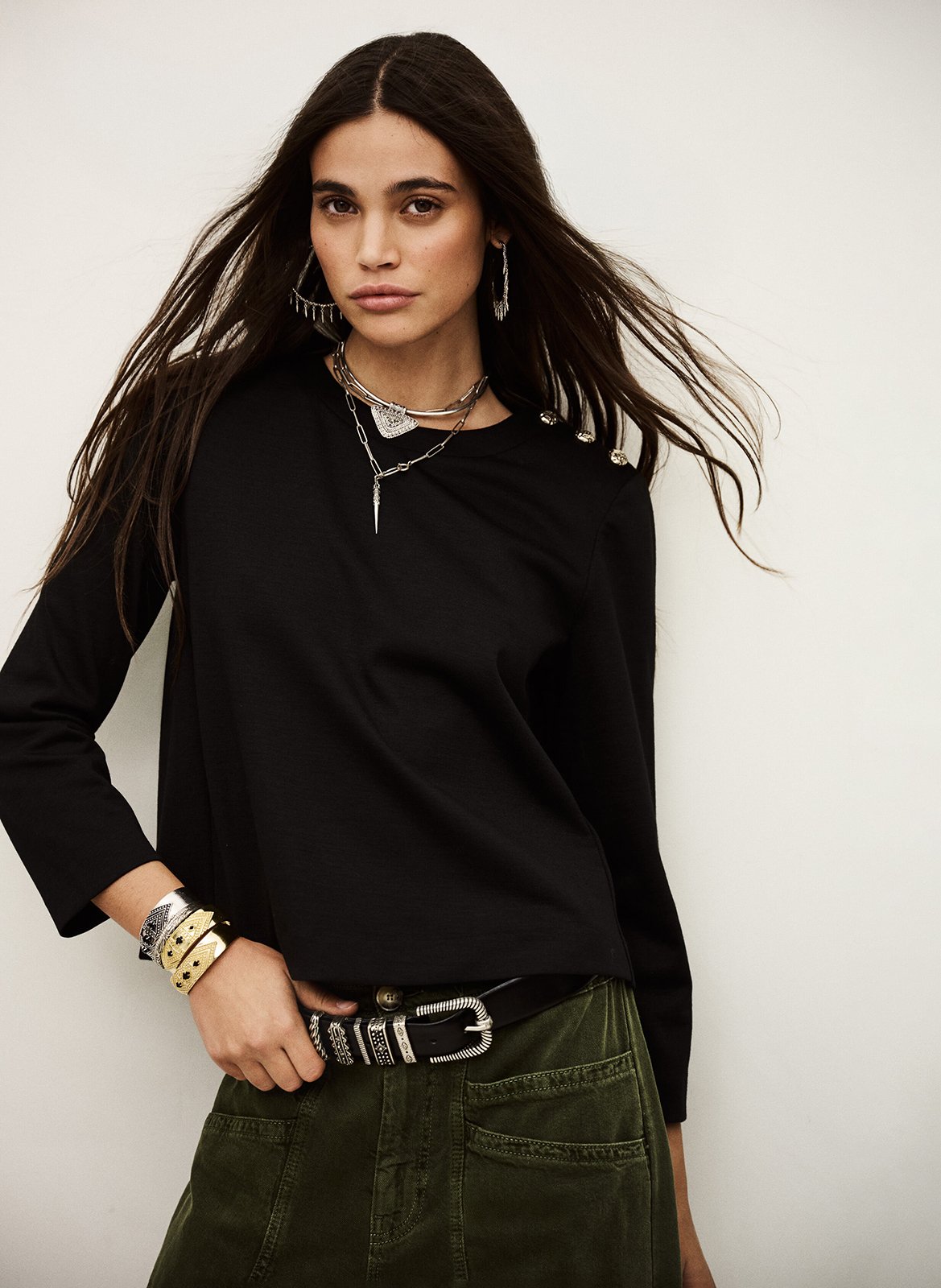 Printed viscose top BA&SH Black