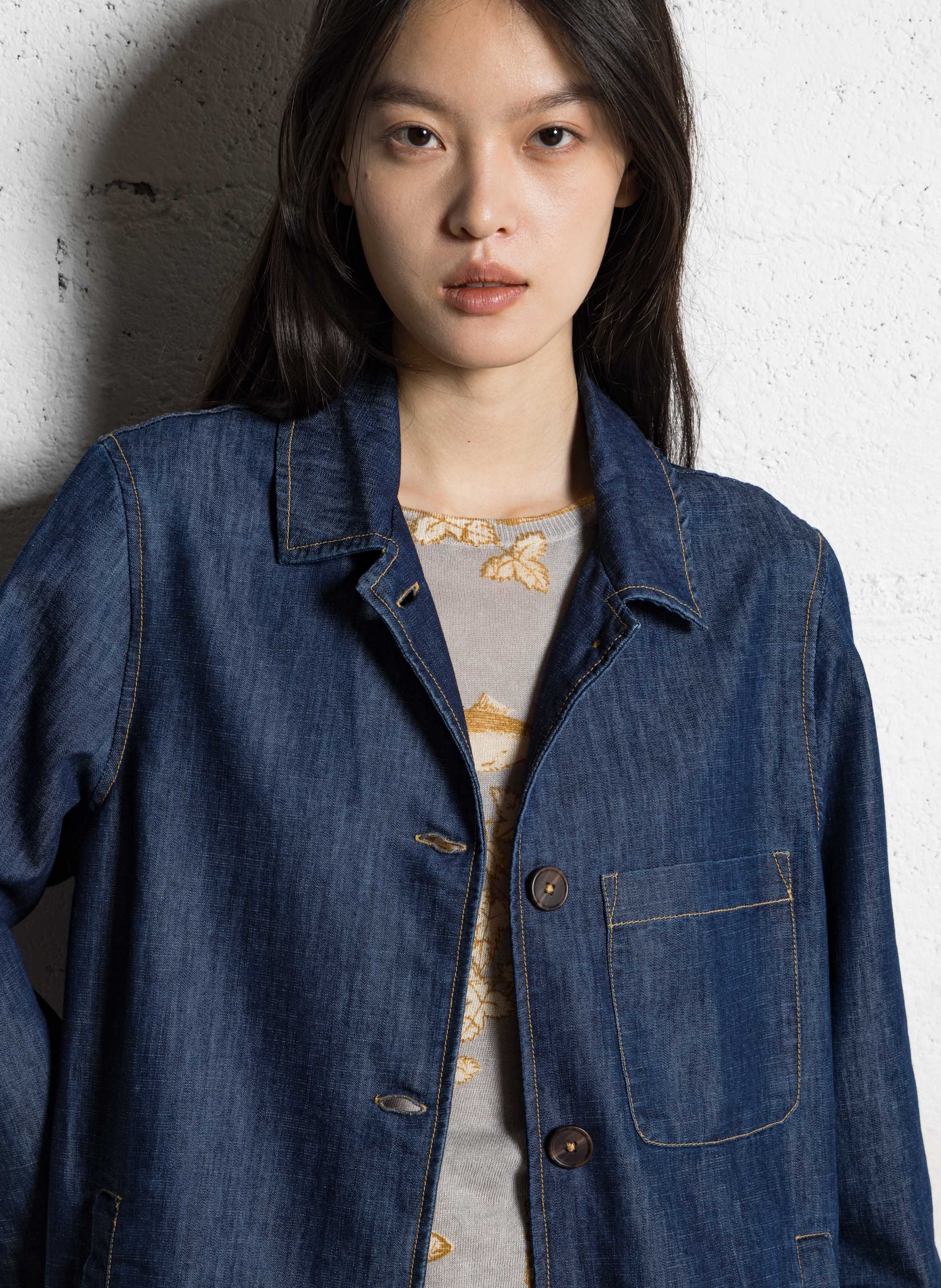 Robe midi col classique en coton mélangé NICE THINGS Bleu