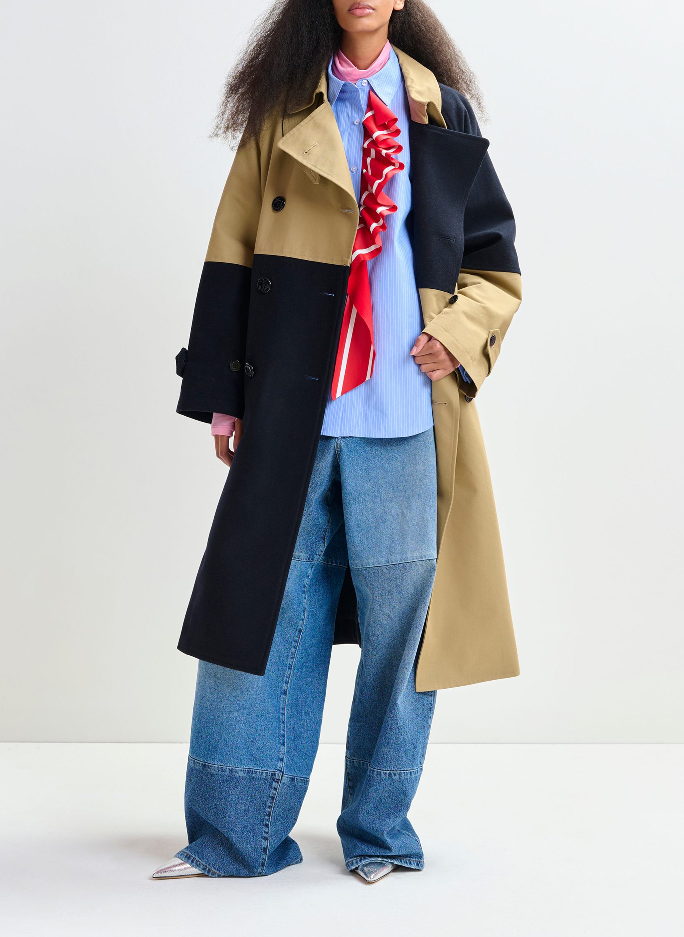 Oversize striped cotton shirt with classic collar ESSENTIEL ANTWERP Blue