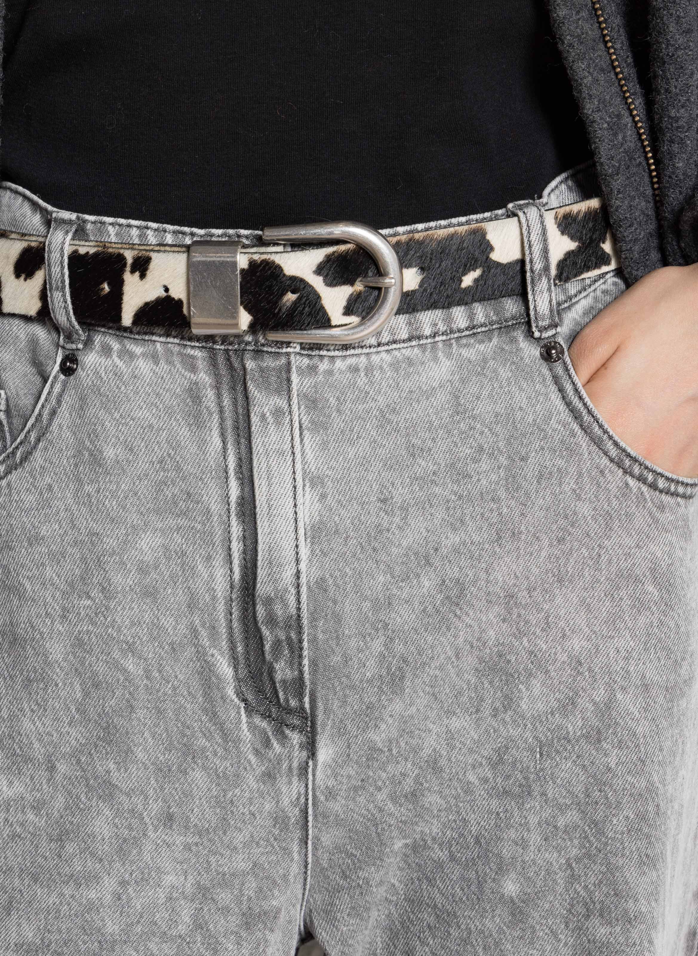 Koeienhuid riem met ponyhaar effect IKKS Wit