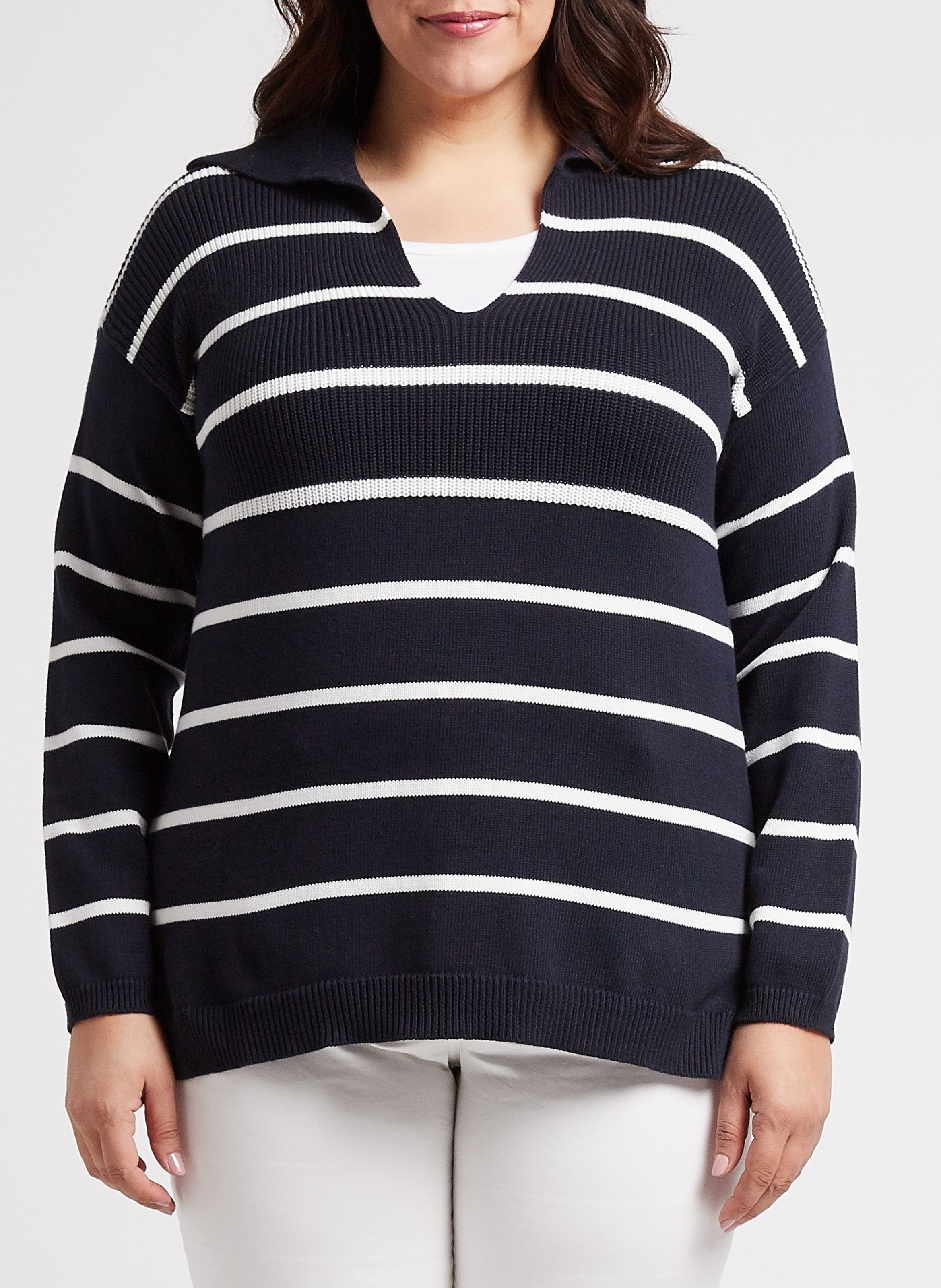 Pull marin à col tunisien en coton  PERSONA by Marina Rinaldi Bleu