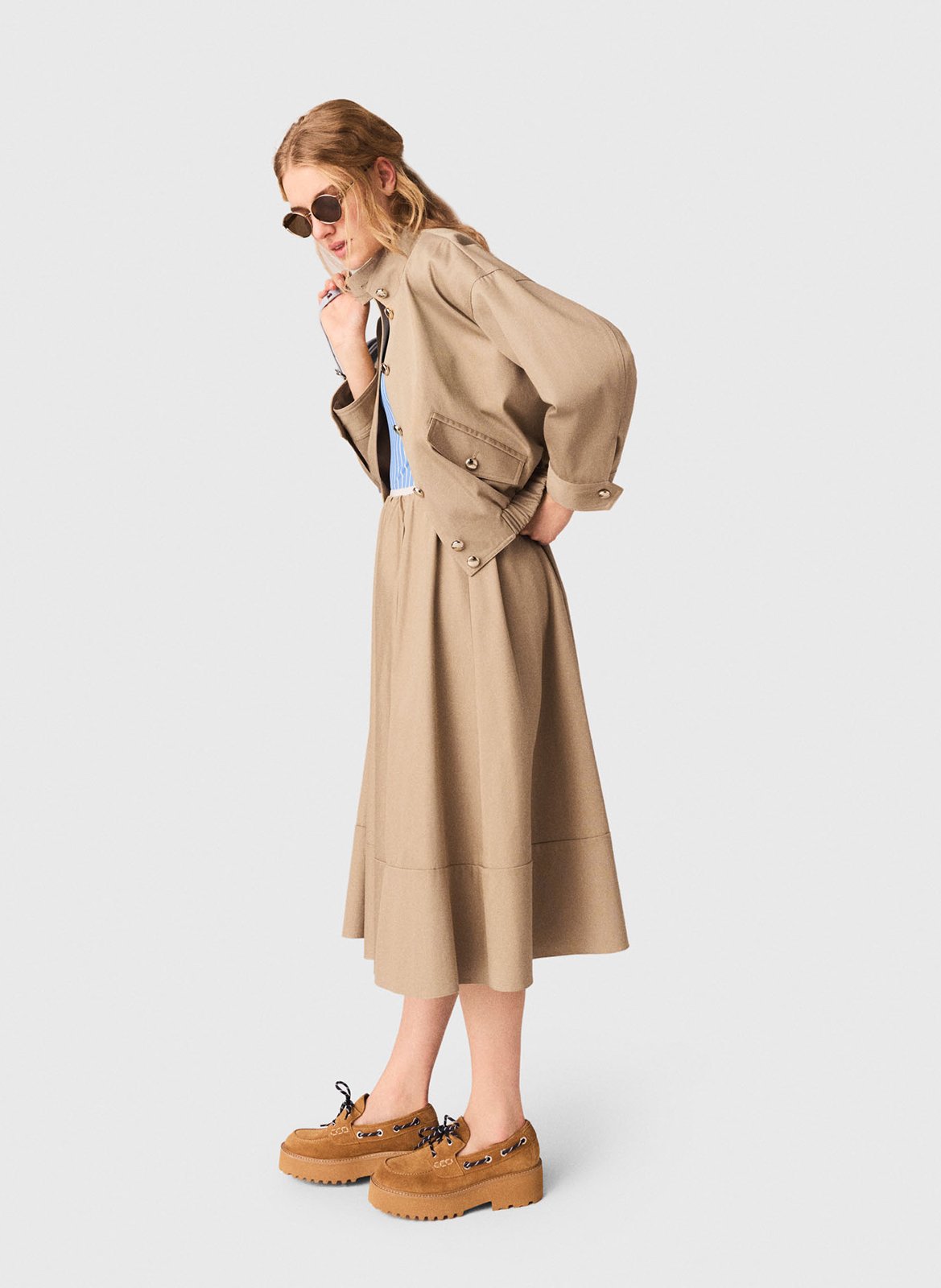 Blouson droit en coton MAJE Beige