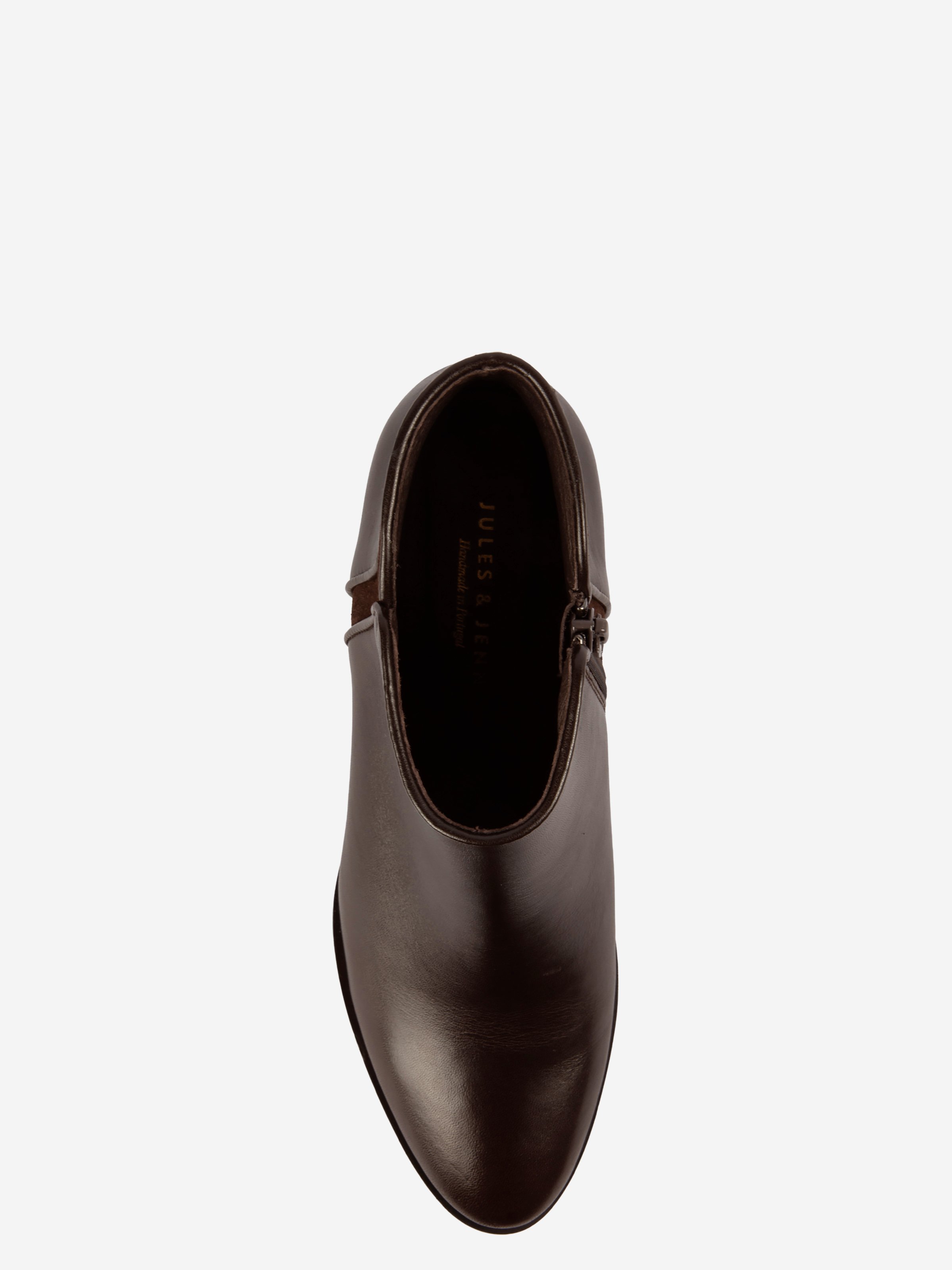 <p>Mid-heel brown leather ankle boots</p> JULES & JENN Brown