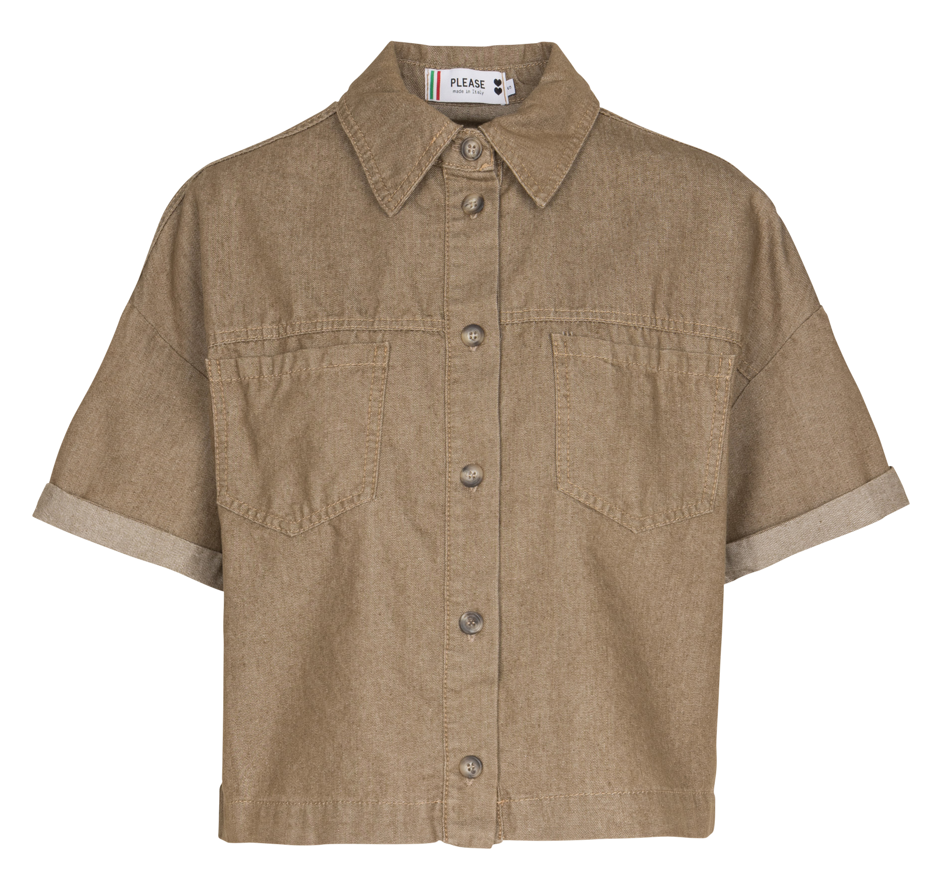 Rechte effen knoopblouse PLEASE Groen