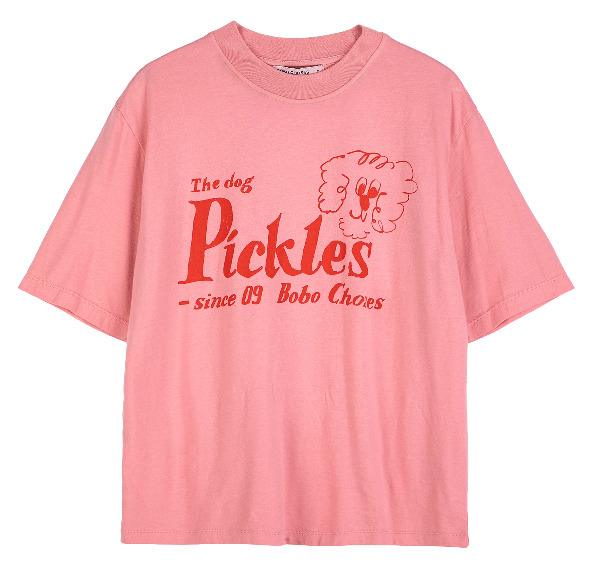 Oversized T-shirt met ronde hals van biologisch katoen met zeefdruk BOBO CHOSES Roze