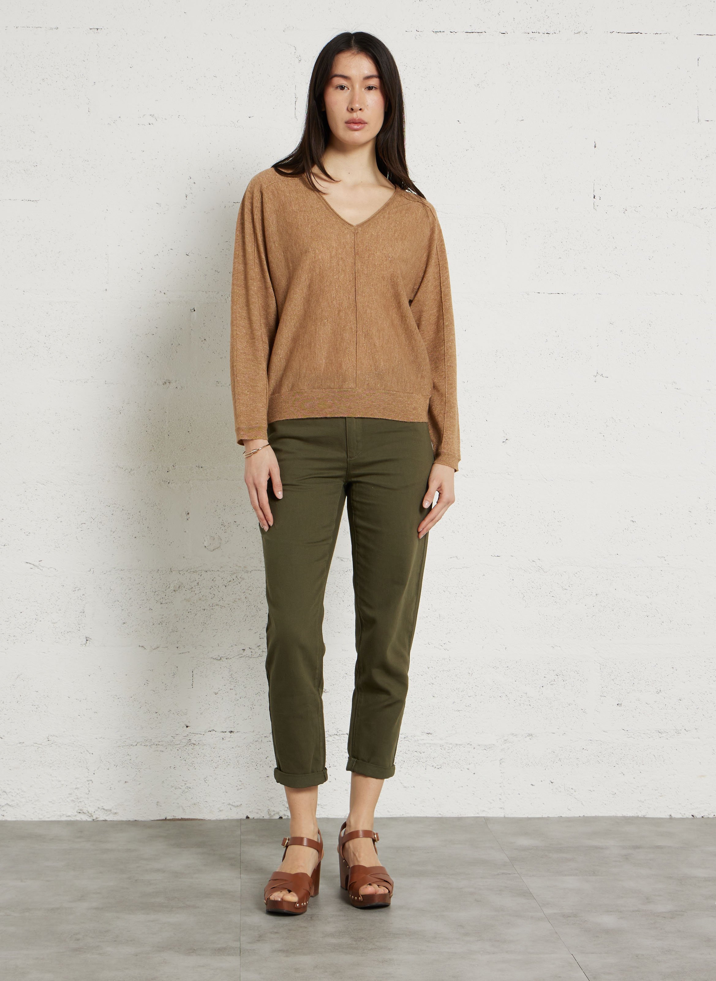 7/8 cotton chinos MAISON 123 Khaki