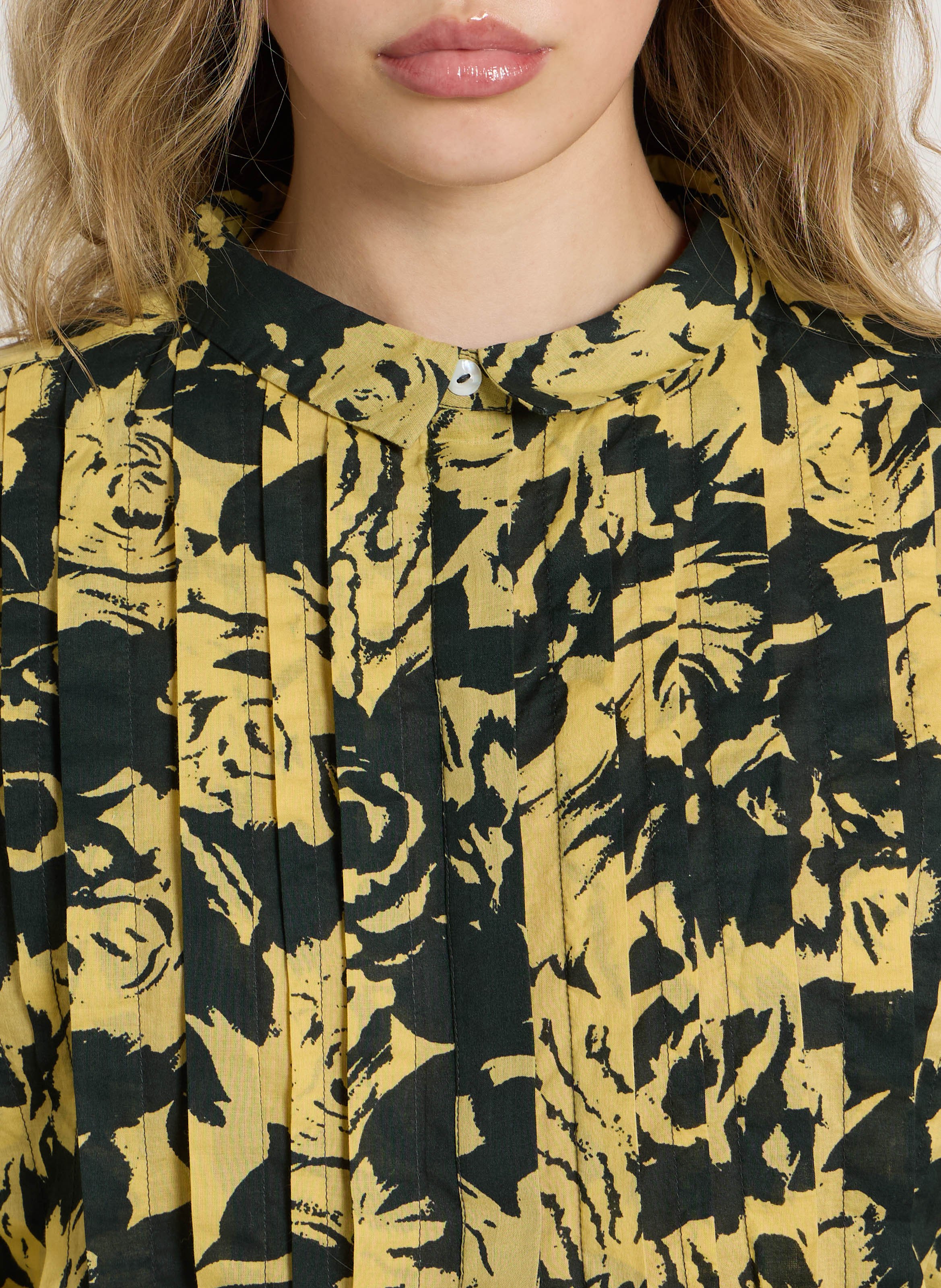 Weite Bluse aus Bio-Baumwolle mit klassischem Kragen LEON & HARPER Gelb