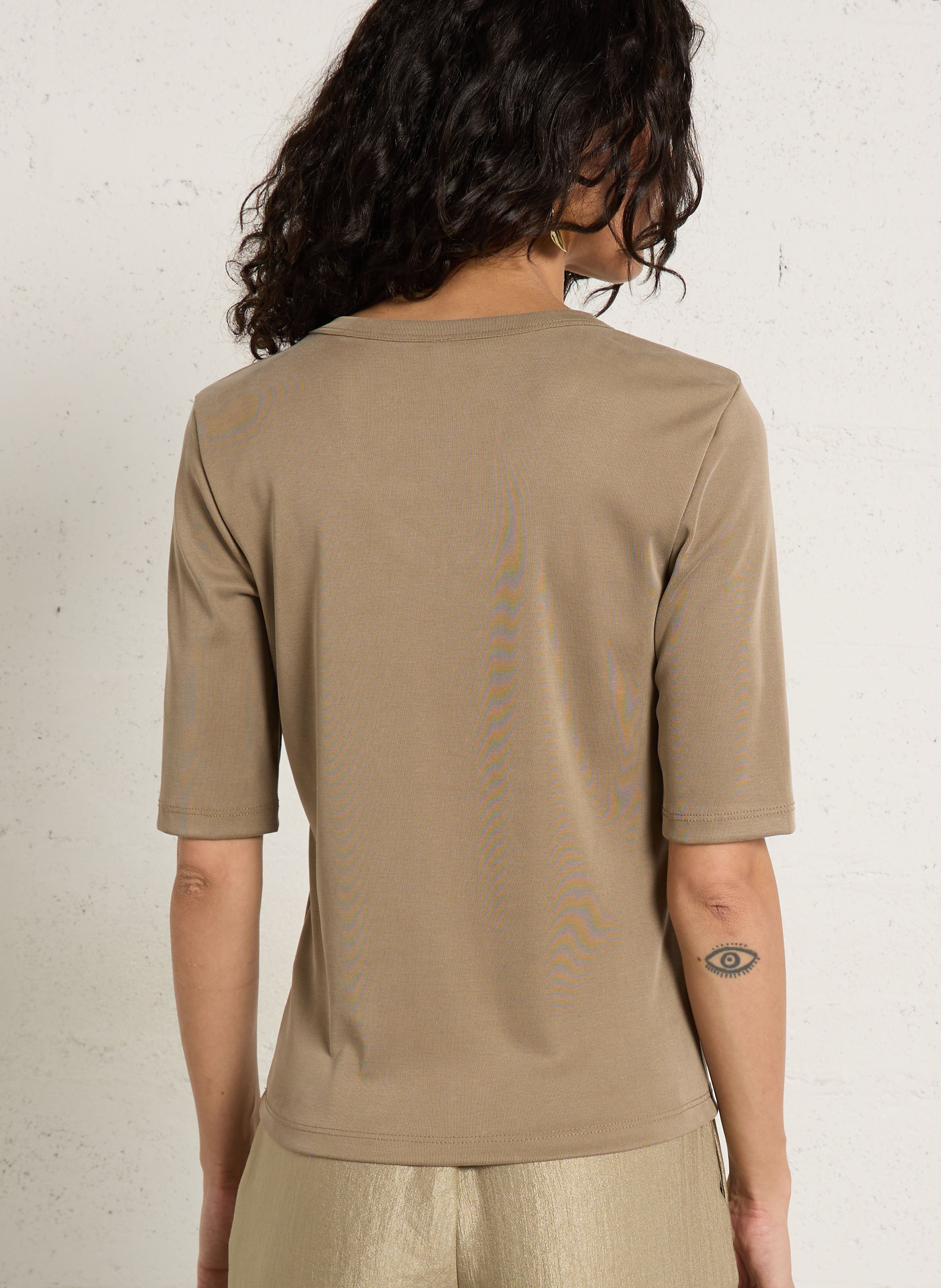Tee-shirt droit col V IMPERIAL Beige