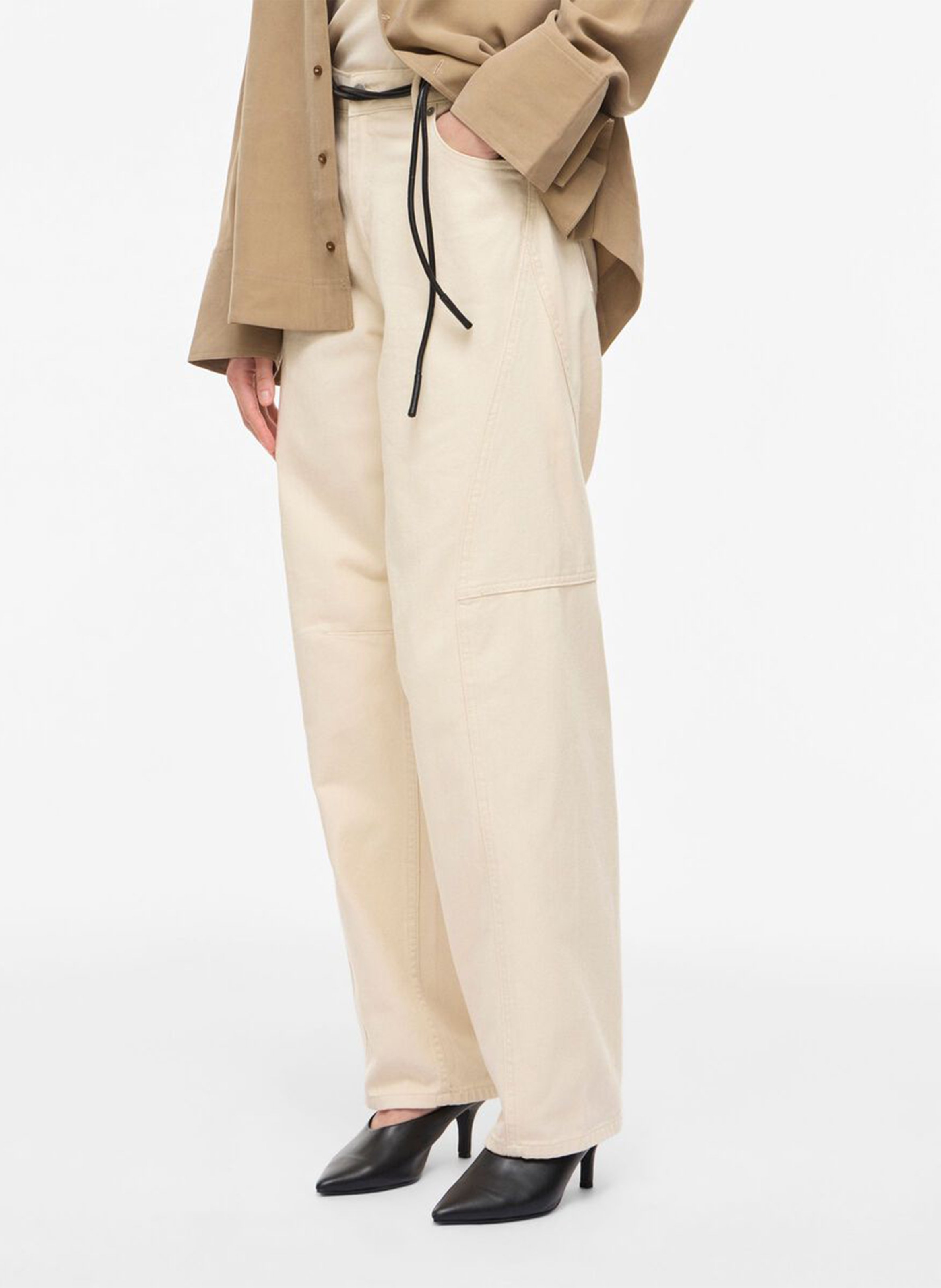 Straight leg jeans in cotton and recycled cotton. ROUGE EDIT Beige