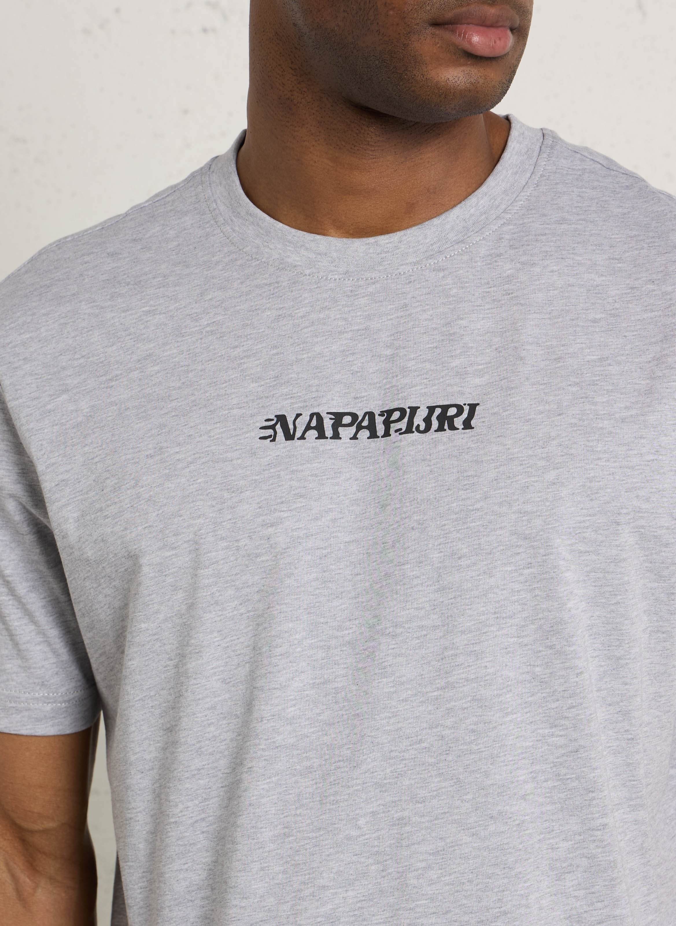 Round neck mottled screen-printed t-shirt NAPAPIJRI Blue