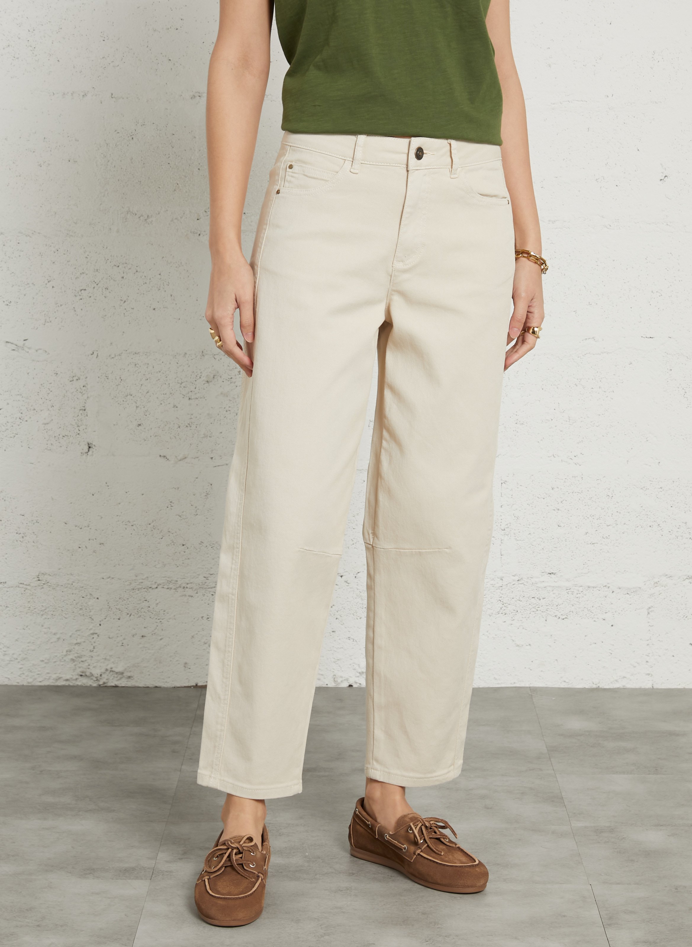 High-rise wide-leg cotton-blend jeans MAISON 123 Beige