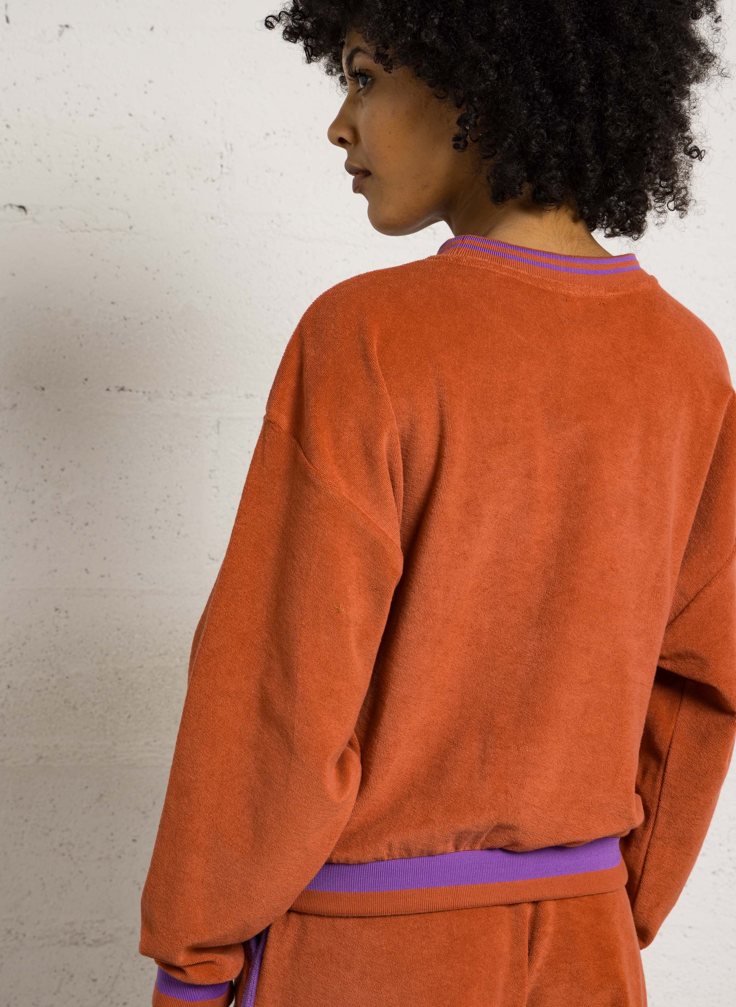 Sweat col rond en coton LA NOUVELLE Marron