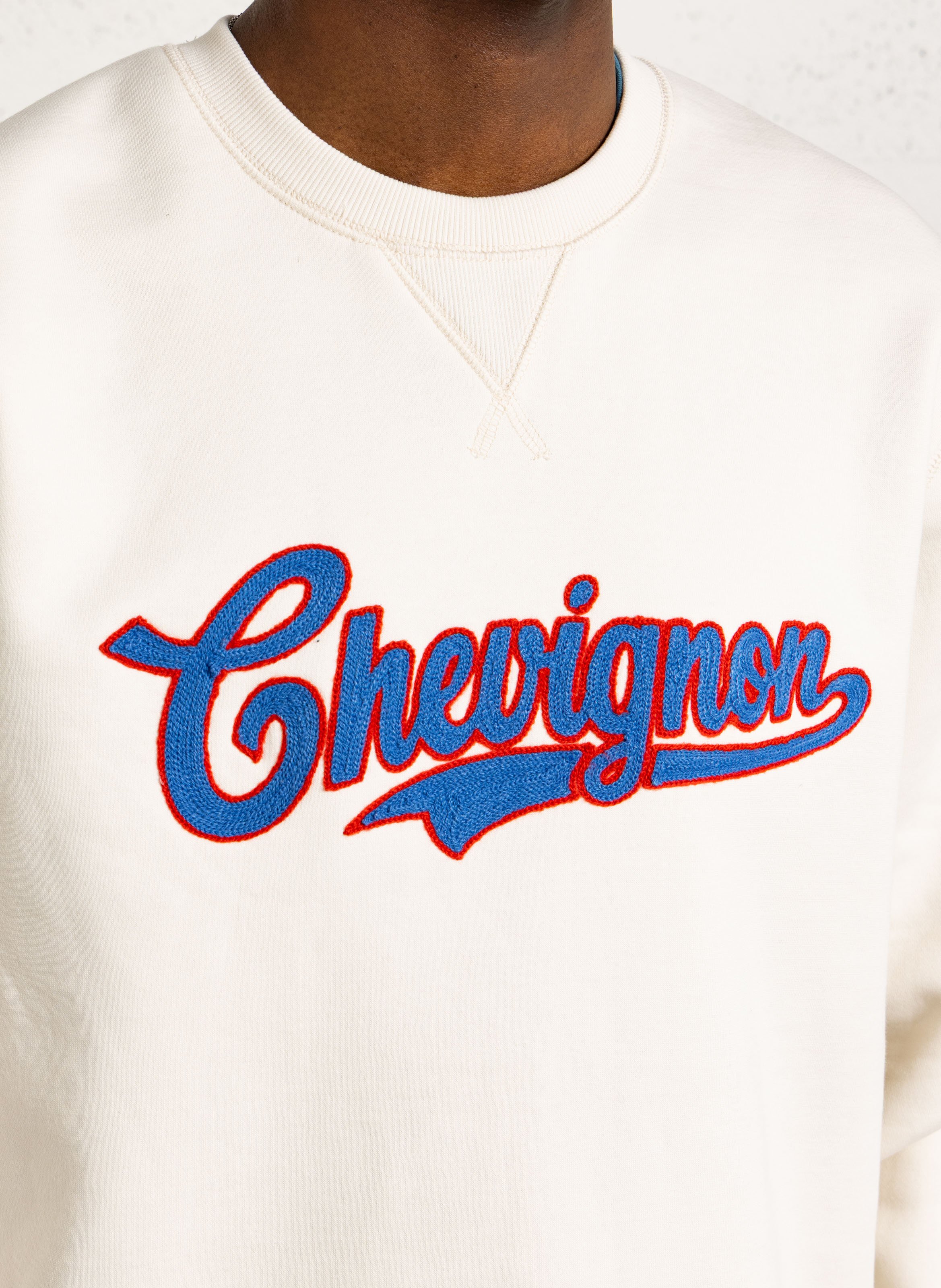 Oversized cotton-blend sweatshirt with round neck CHEVIGNON White