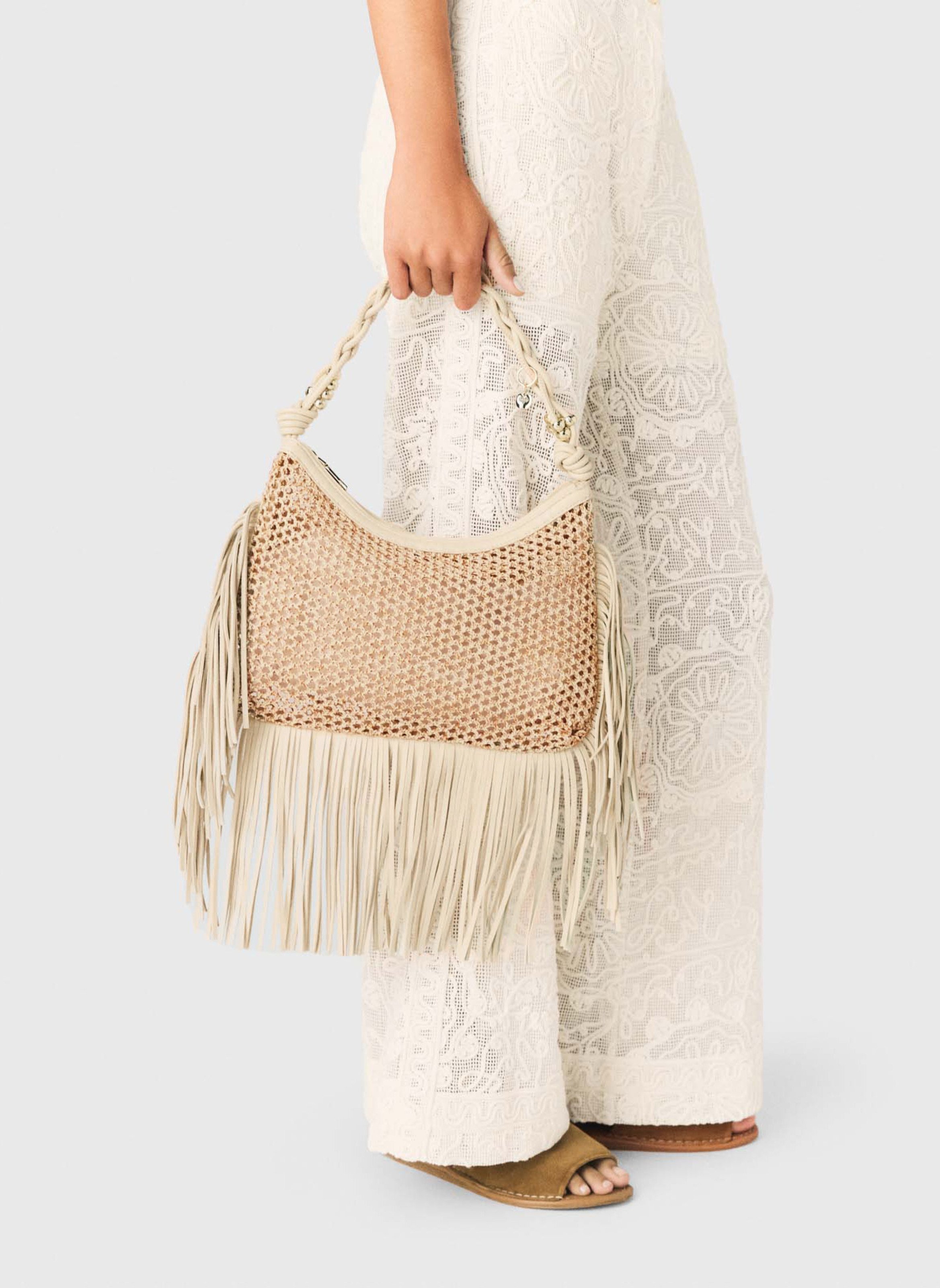 Sac hobe en cuir MAJE Beige