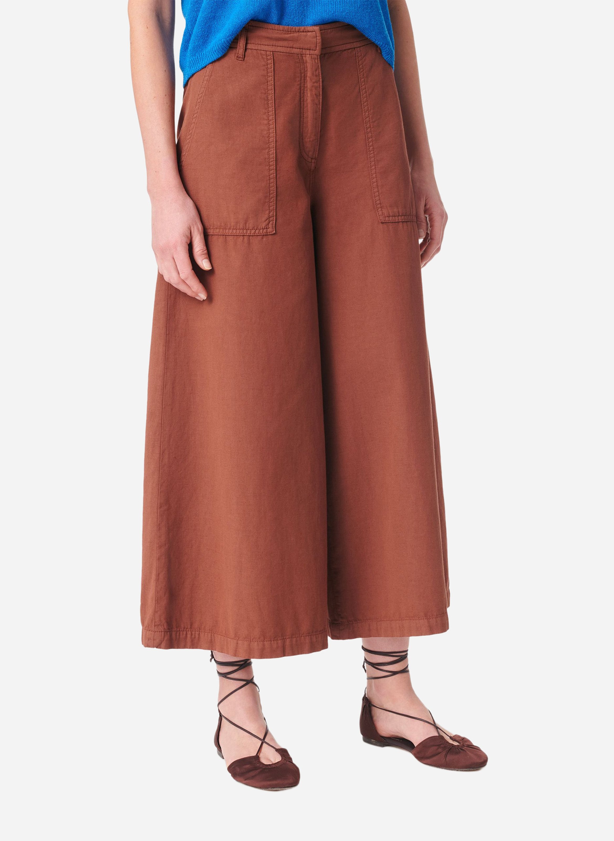 Pantalon large à poches uni VANESSA BRUNO Marron
