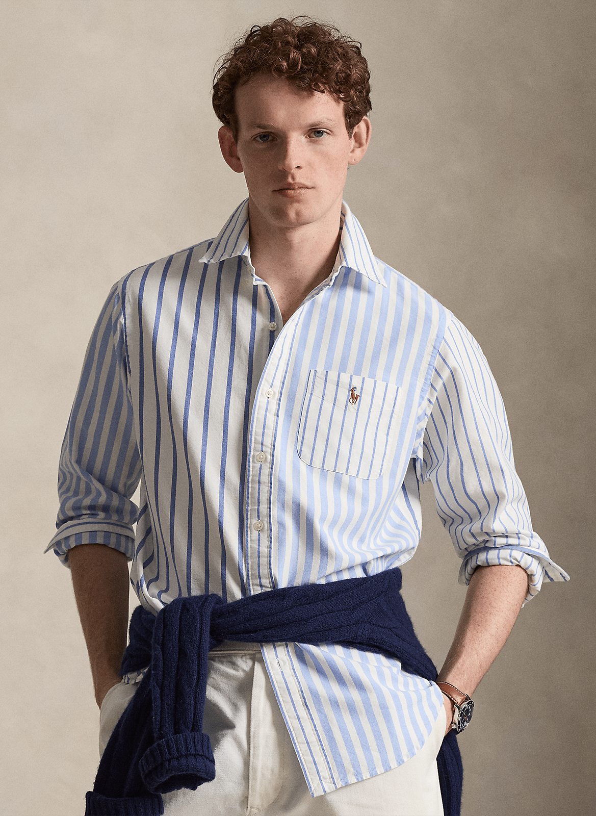 Straight Striped Shirt with Patch Pocket POLO RALPH LAUREN Blue