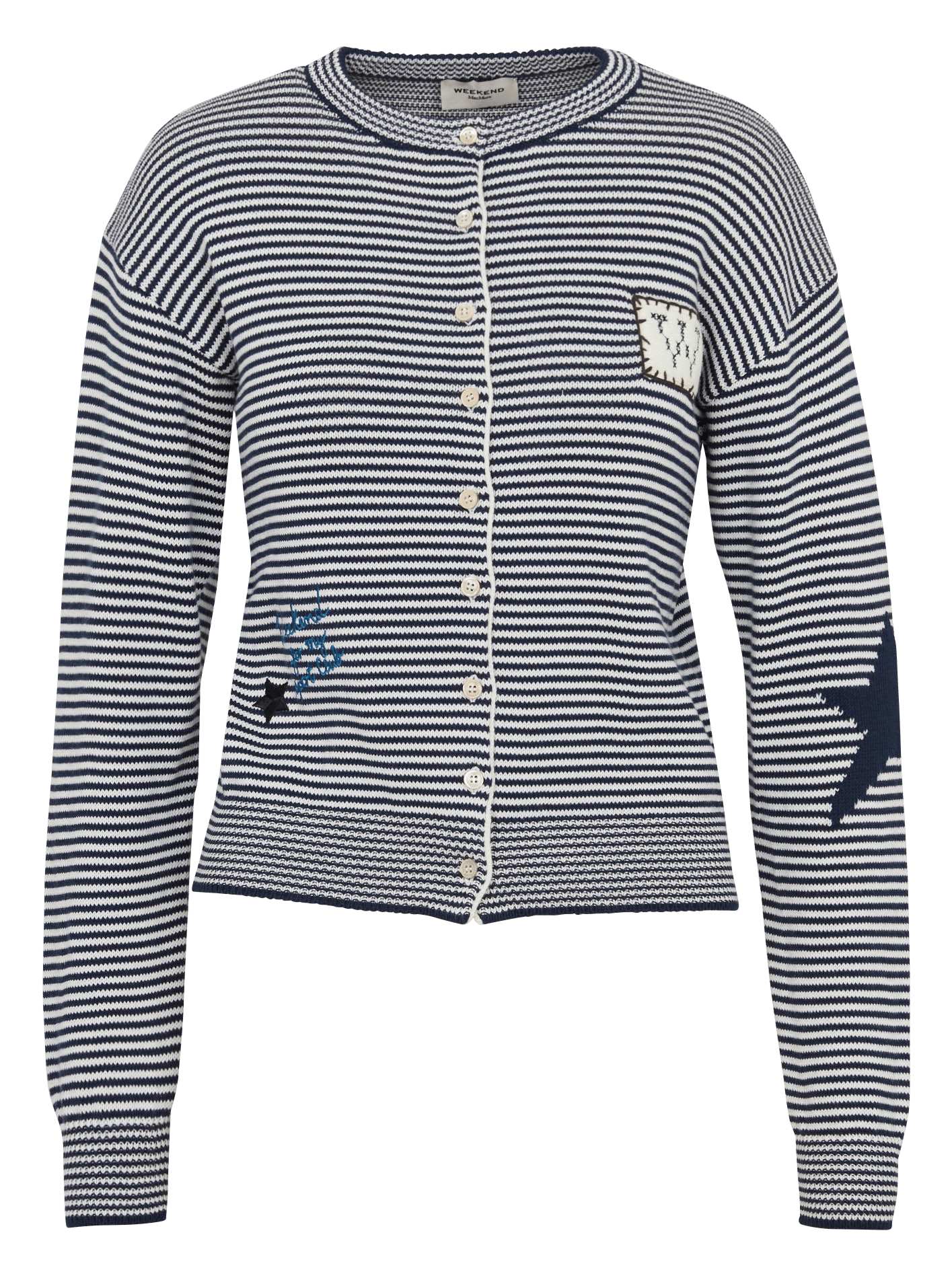 Striped cardigan with fancy embroideries MAX MARA WEEK END Blue