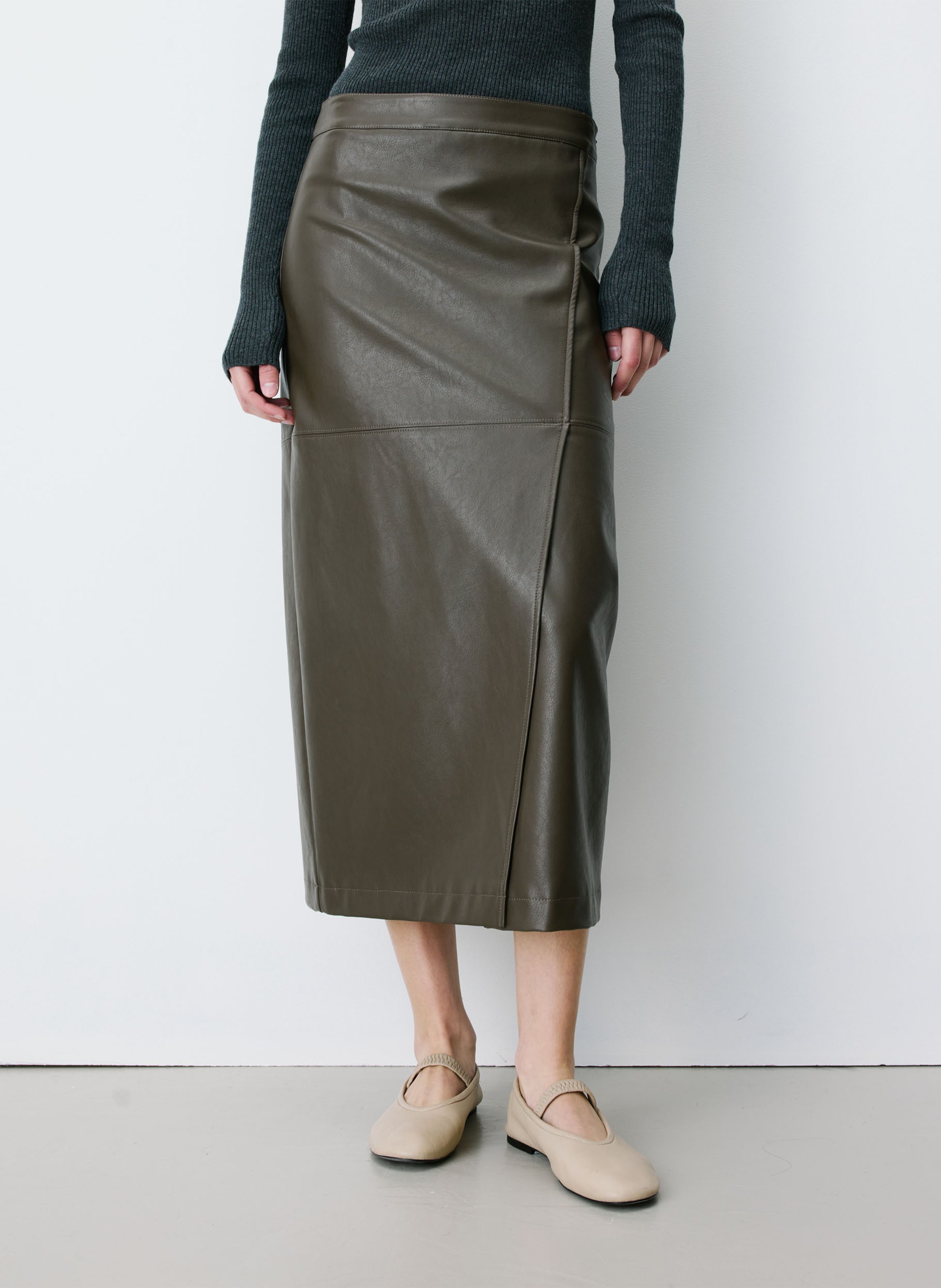 Jupe midi droite effet cuir GRACE ET MILA