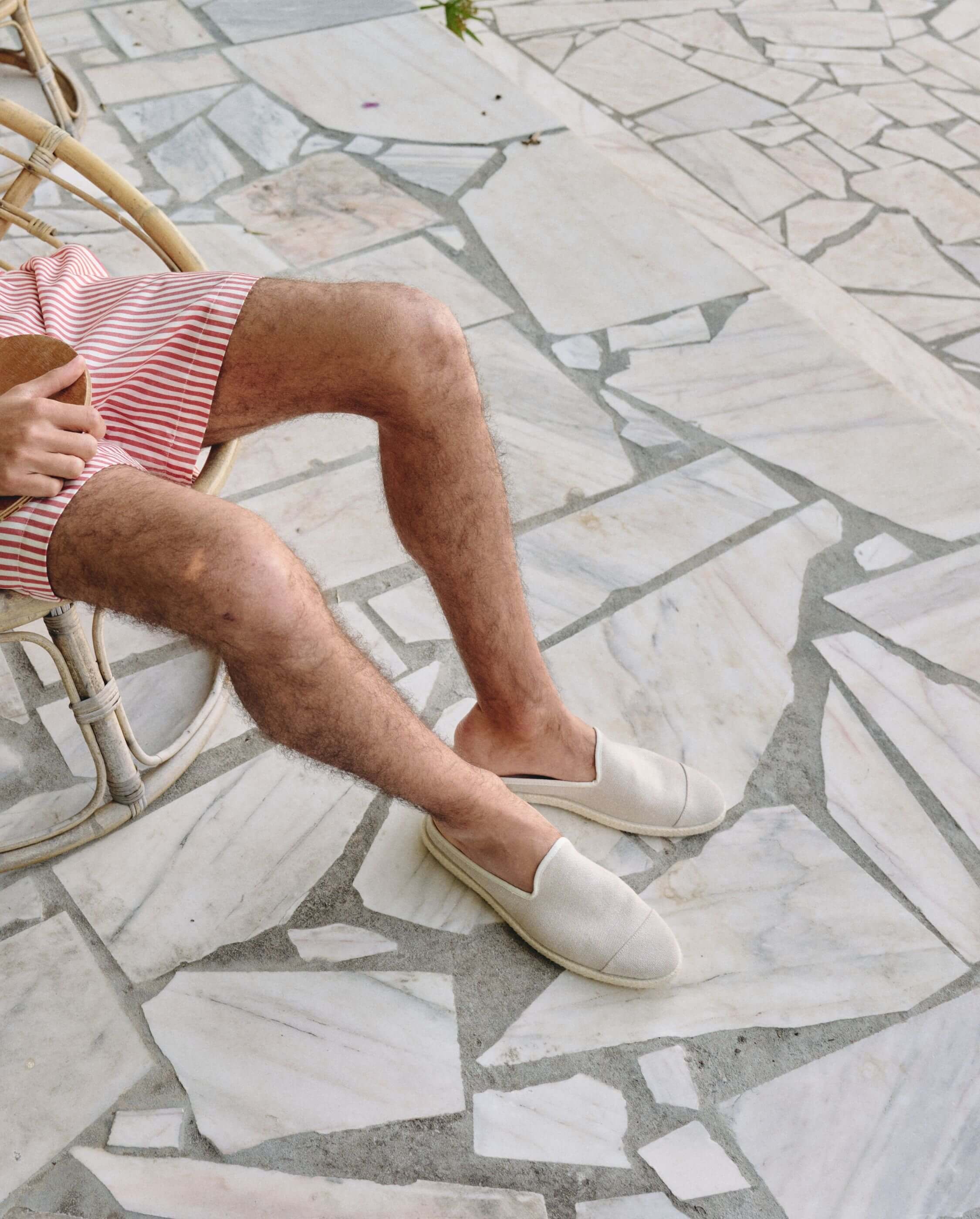 Men's mule, beige ecru cotton ANGARDE Beige
