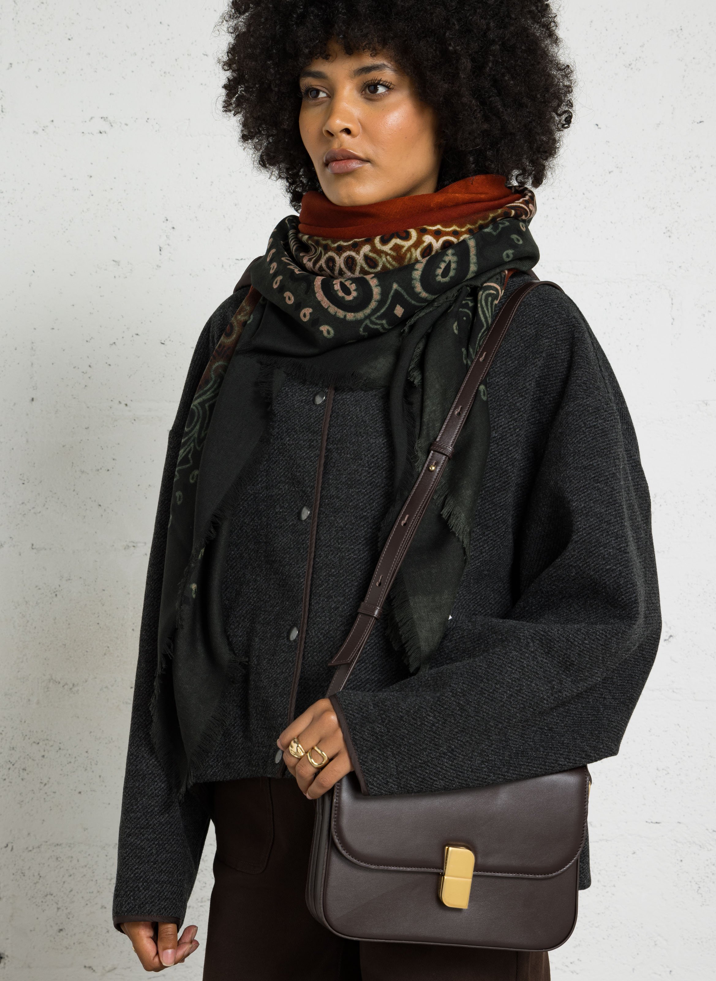 Sac bandoulière à rabat en cuir NAT & NIN Marron