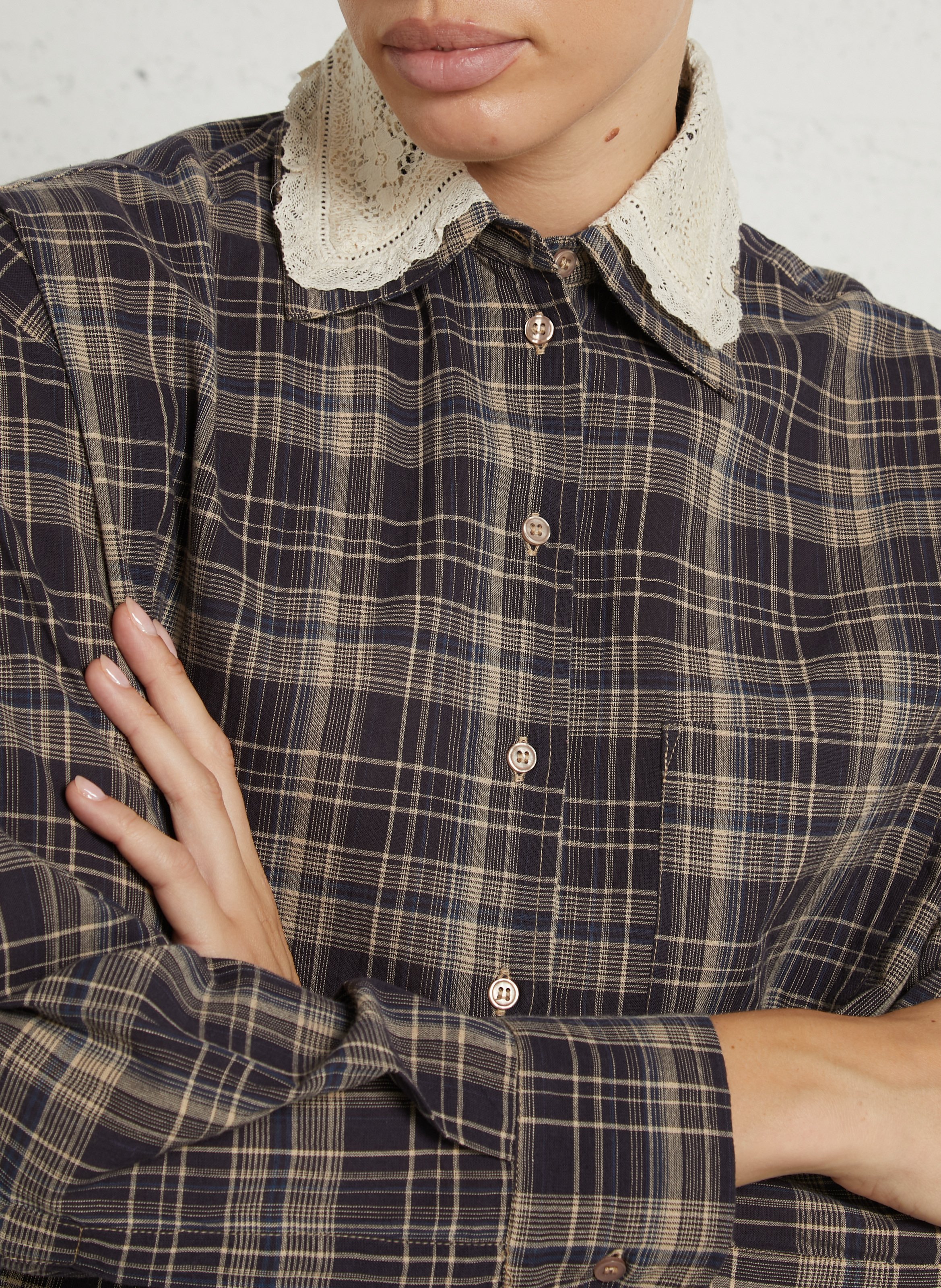 Geruite, katoenen blouse HOD PARIS Blauw