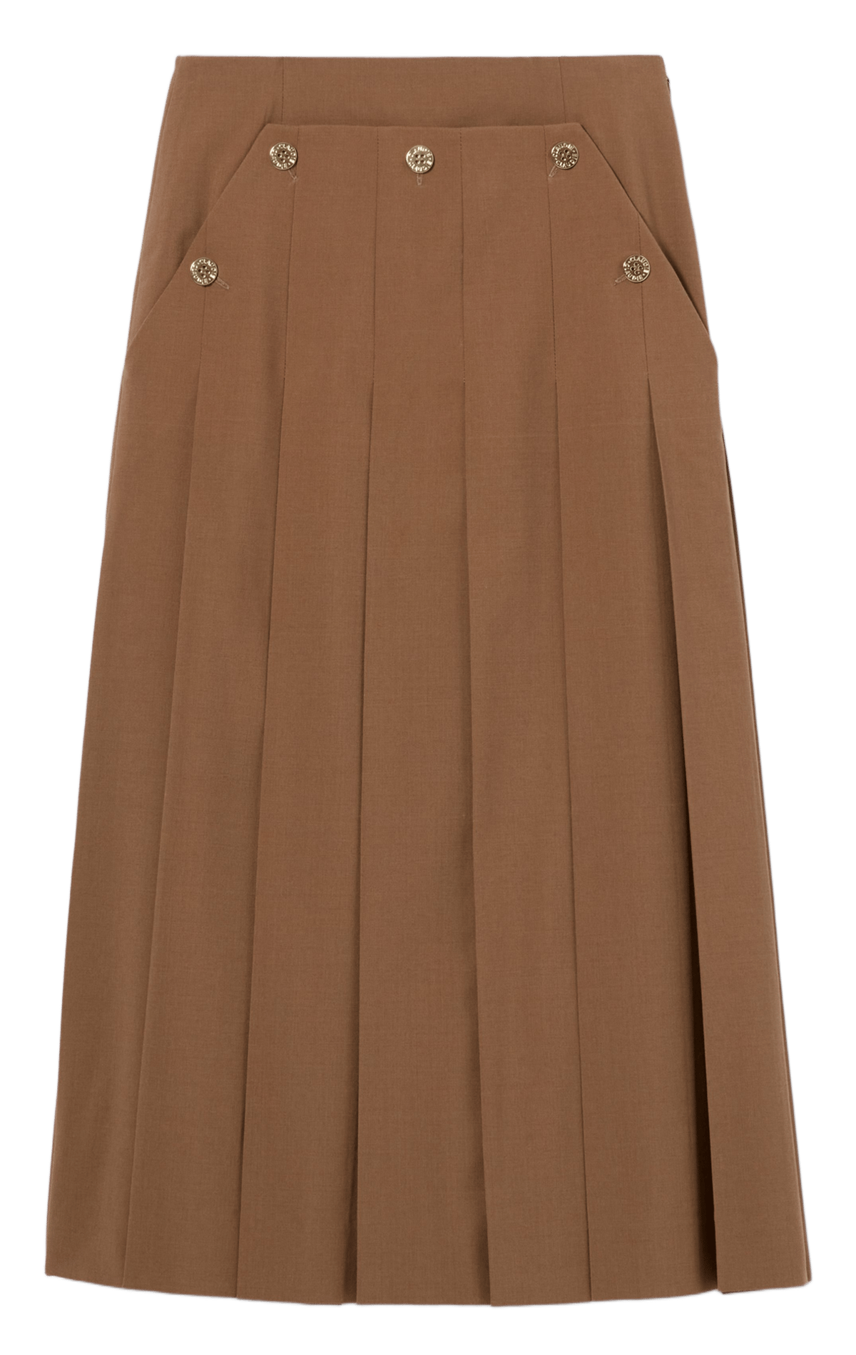 Geplooide midi-rok in effen kleur CLAUDIE PIERLOT Beige