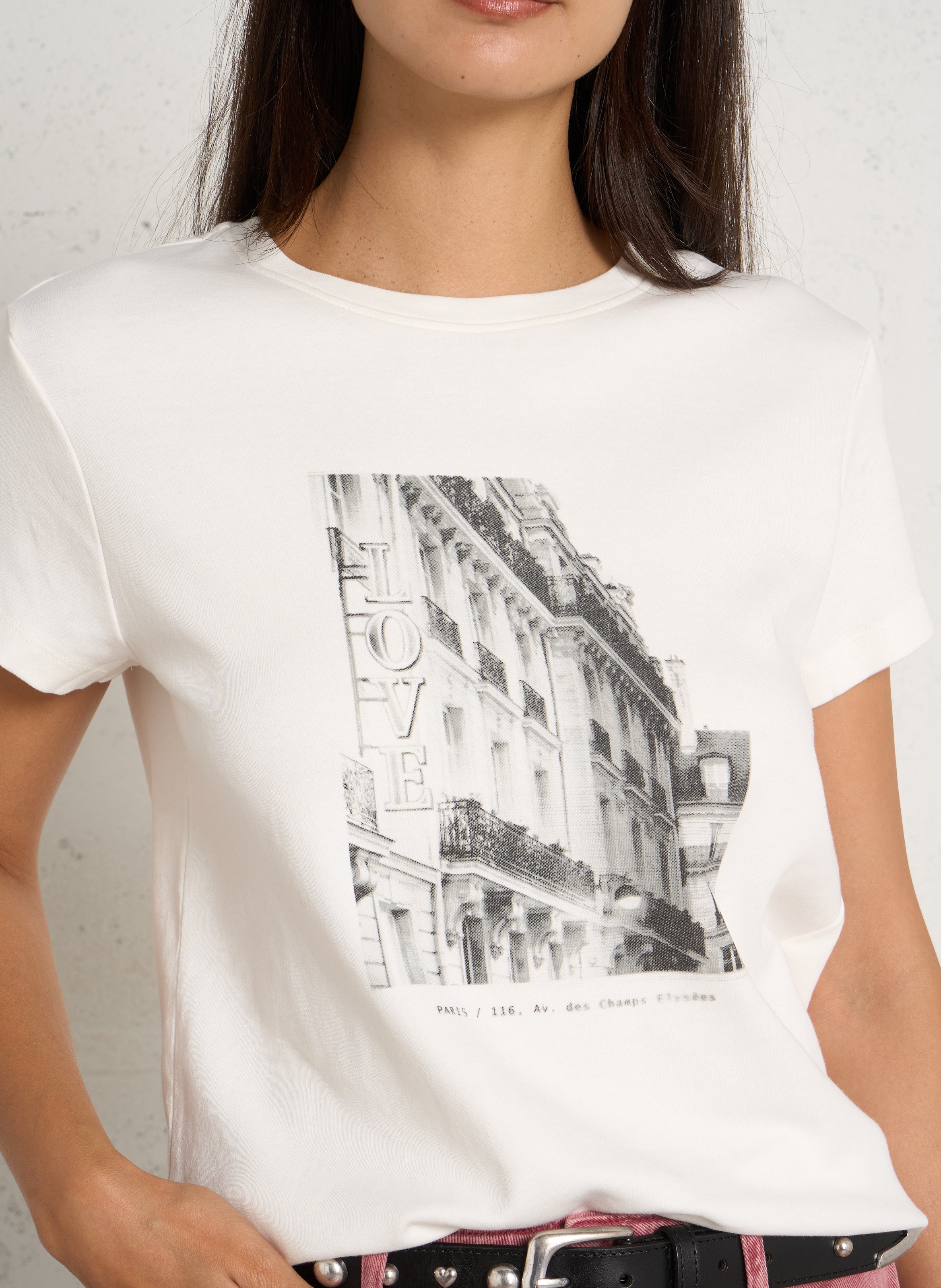 Oversized cotton screen-printed T-shirt IKKS White