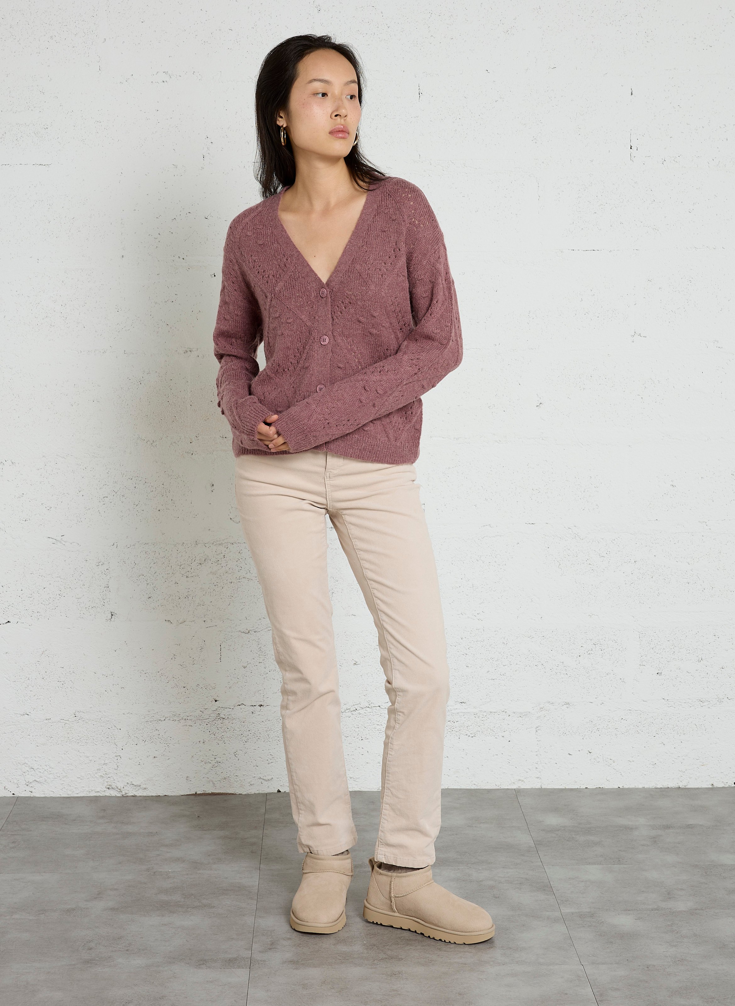 Slim-fit broek van katoenvelours met stretch SUD EXPRESS Beige
