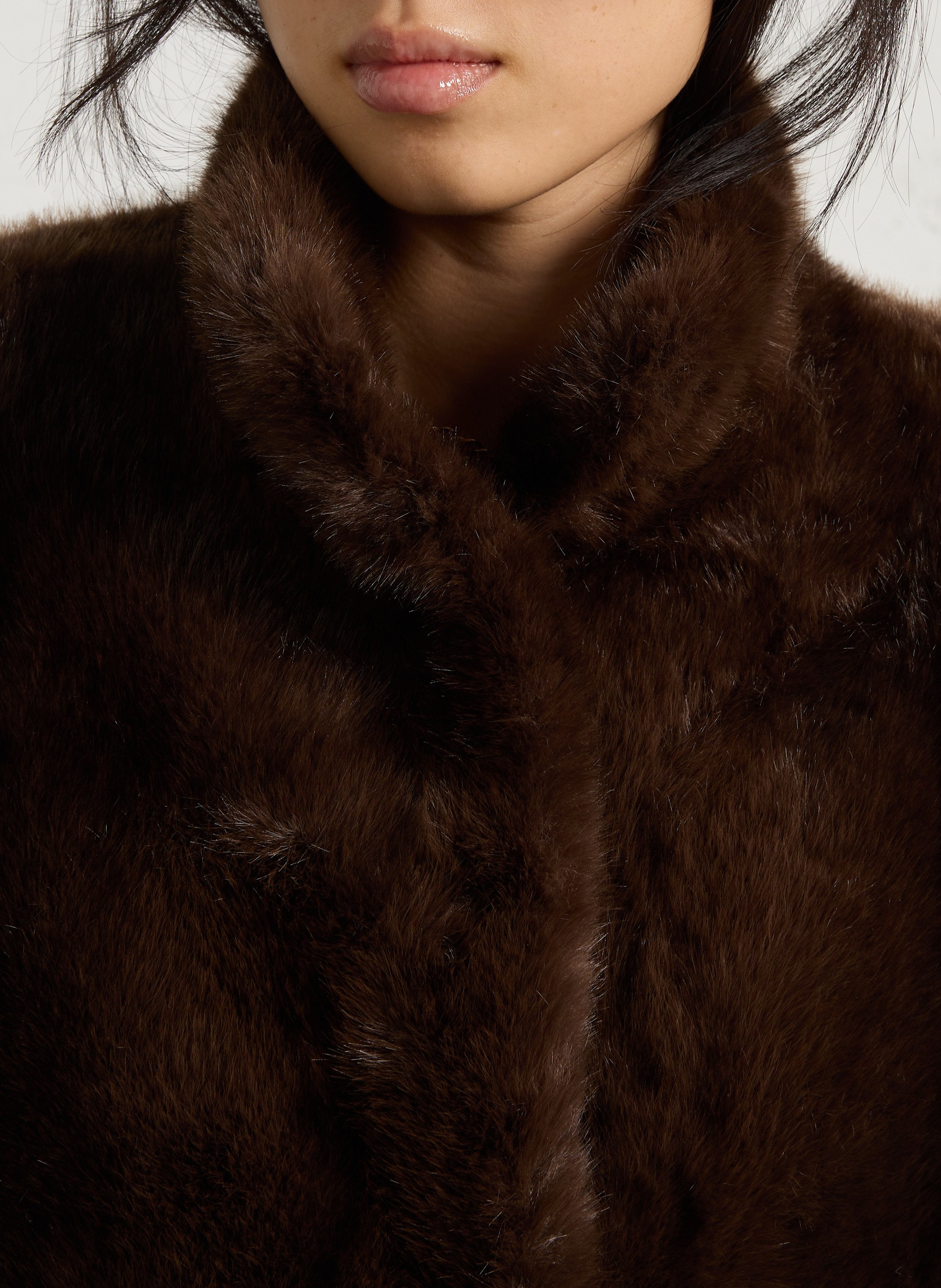 Straight faux fur sleeveless jacket MAISON 123 Brown
