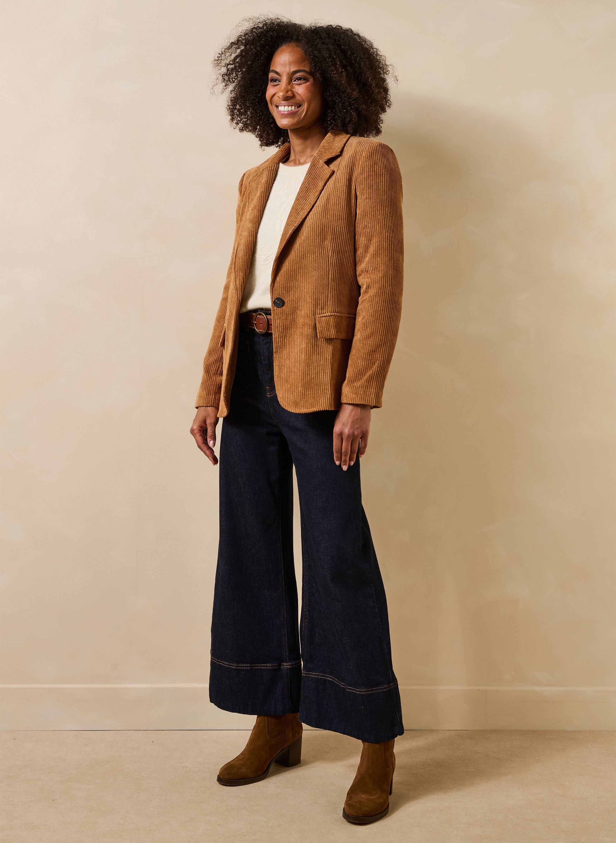 Gerade geschnittener Cordblazer LA FEE MARABOUTEE Braun