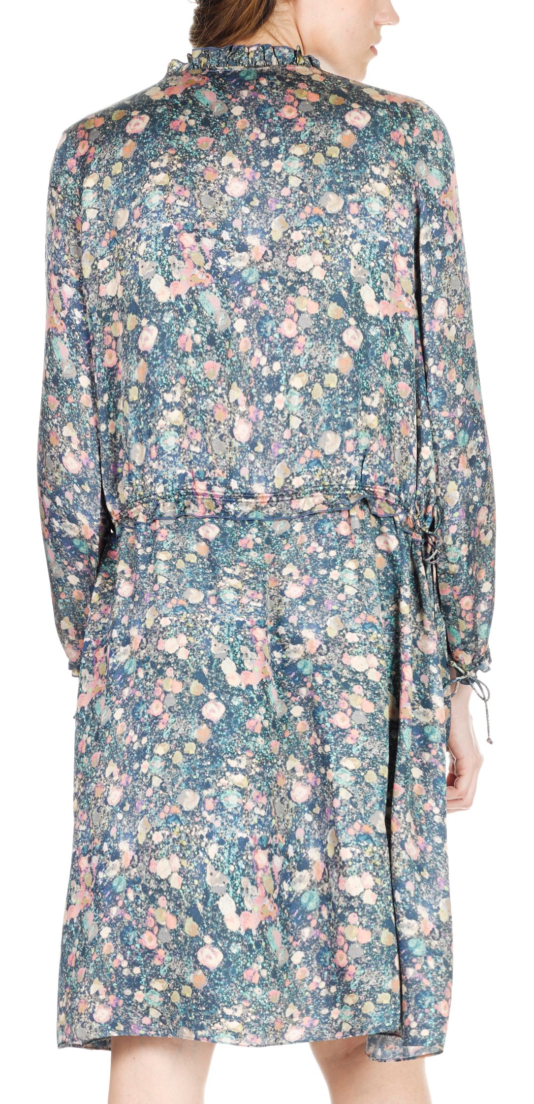 Robe midi décolletée en satin imprimé comètes  SWILDENS Bleu