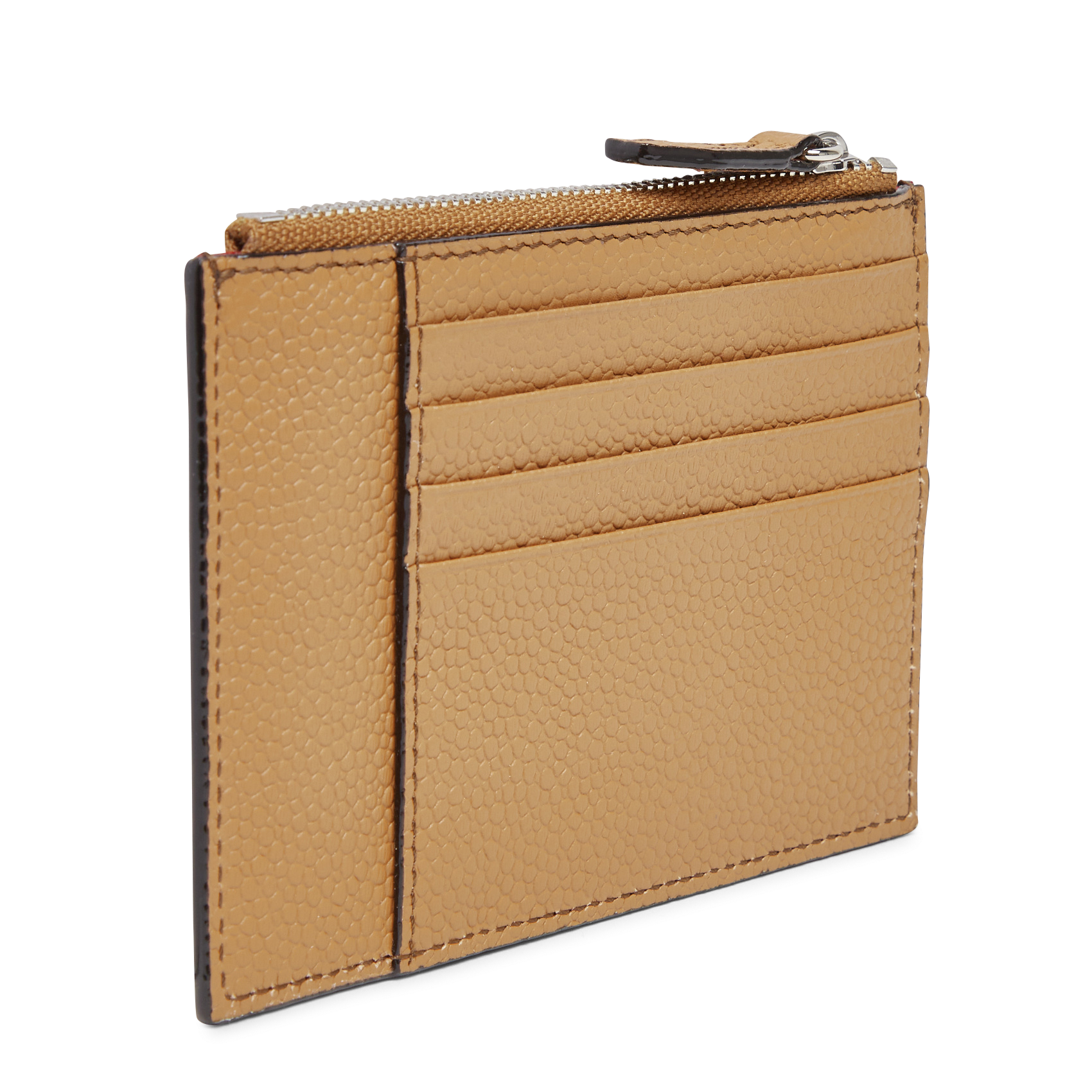 Grained calfskin leather card holder LANCEL Beige