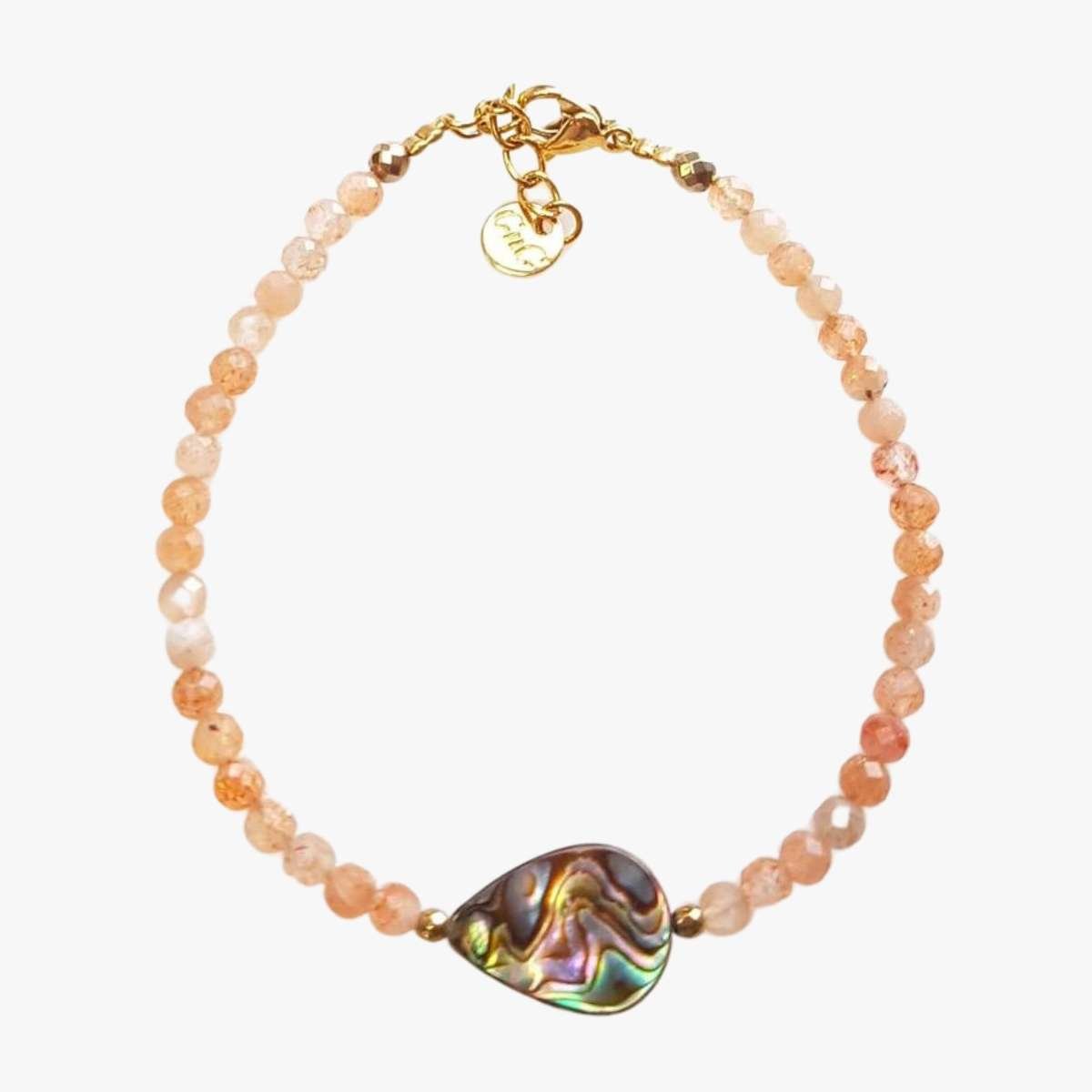 Abalone mother-of-pearl and sunstone bracelet GINANDGER Orange