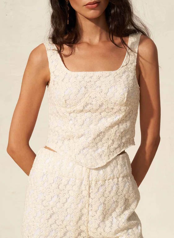 Square neck top in cotton blend FETE IMPERIALE Beige