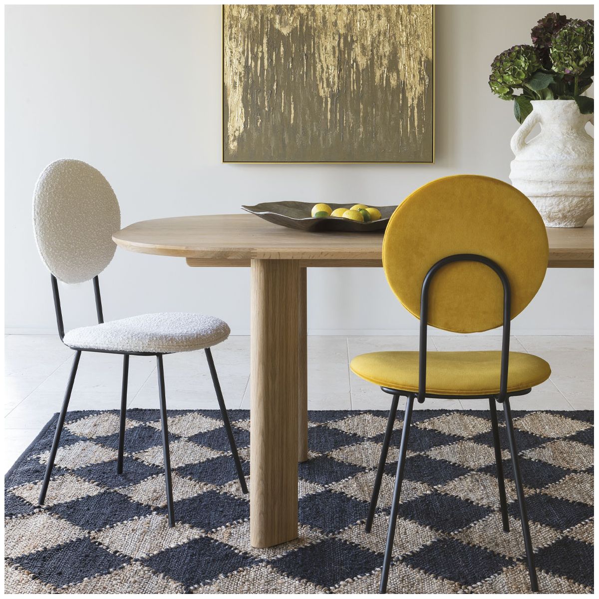 Chaise colette en velours BLANC D'IVOIRE Jaune