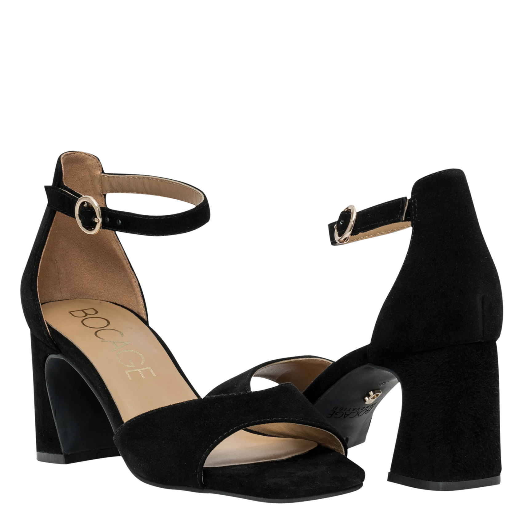 Sandalen aus Veloursleder, mit Absatz BOCAGE Schwarz