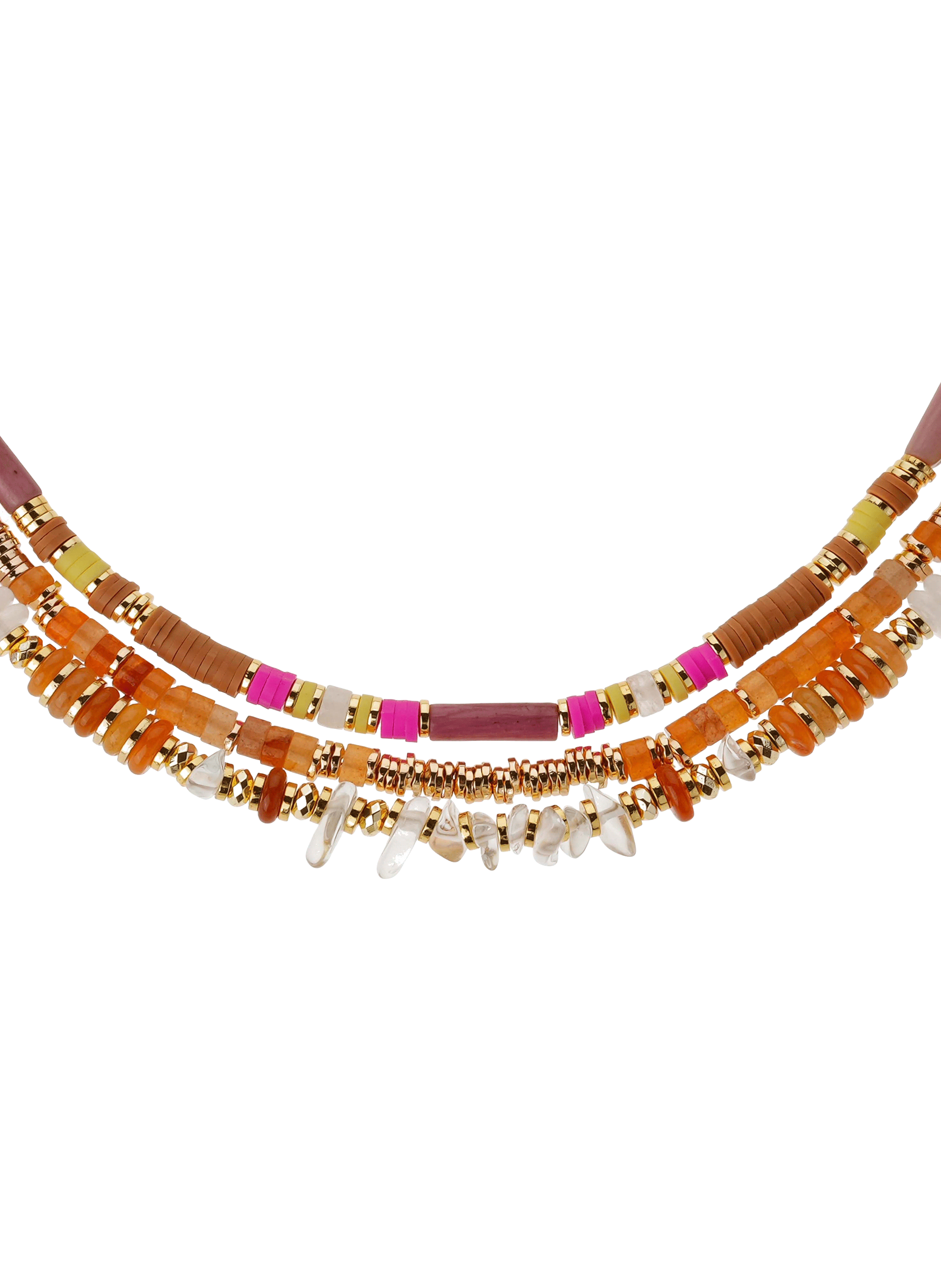 Multilayer necklace with pearls and sequins HIPANEMA Brown