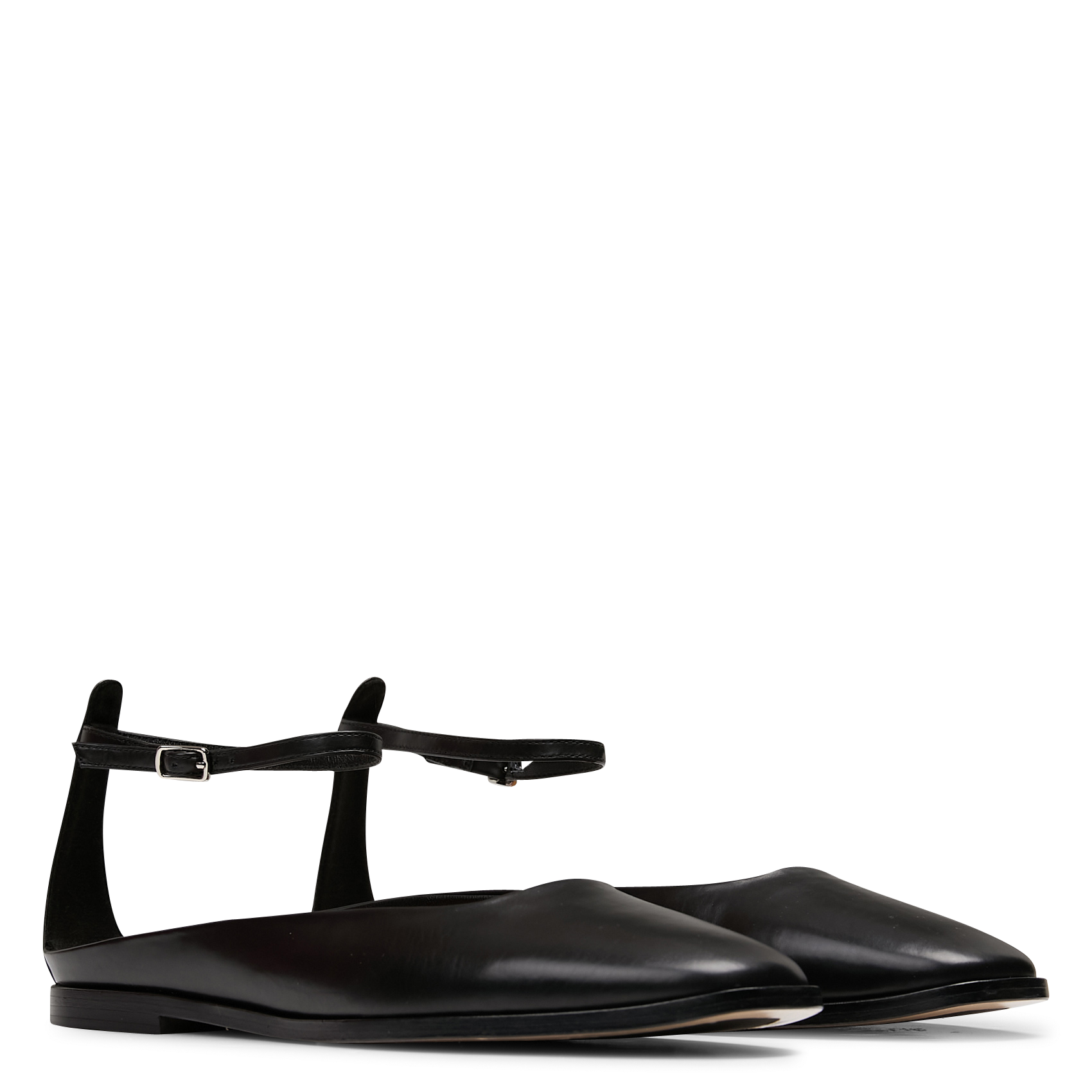 Sandales plates en cuir MI/MAI Noir