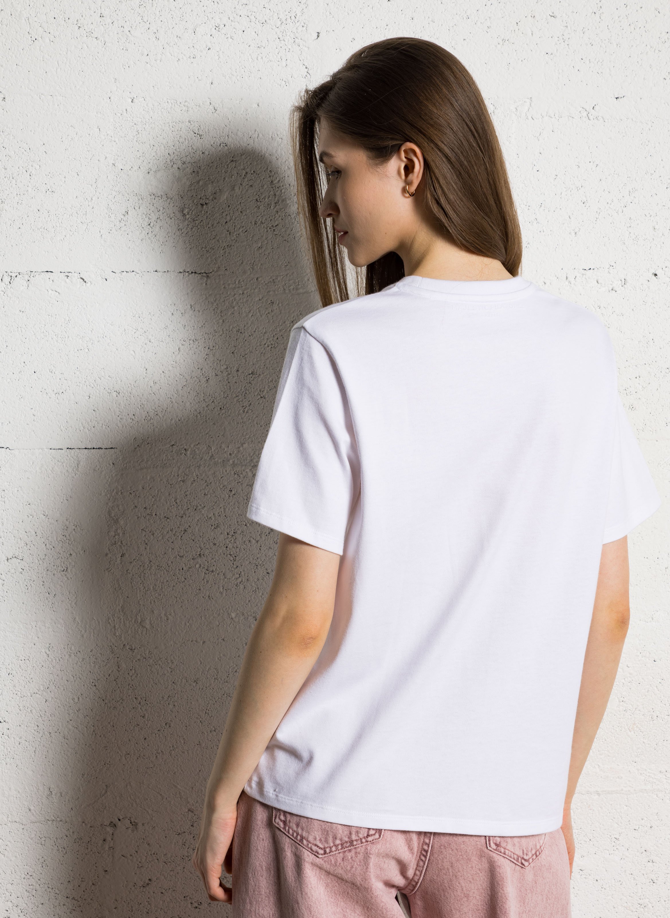 Tee-shirt droit col rond en coton bio MAJESTIC FILATURES Blanc