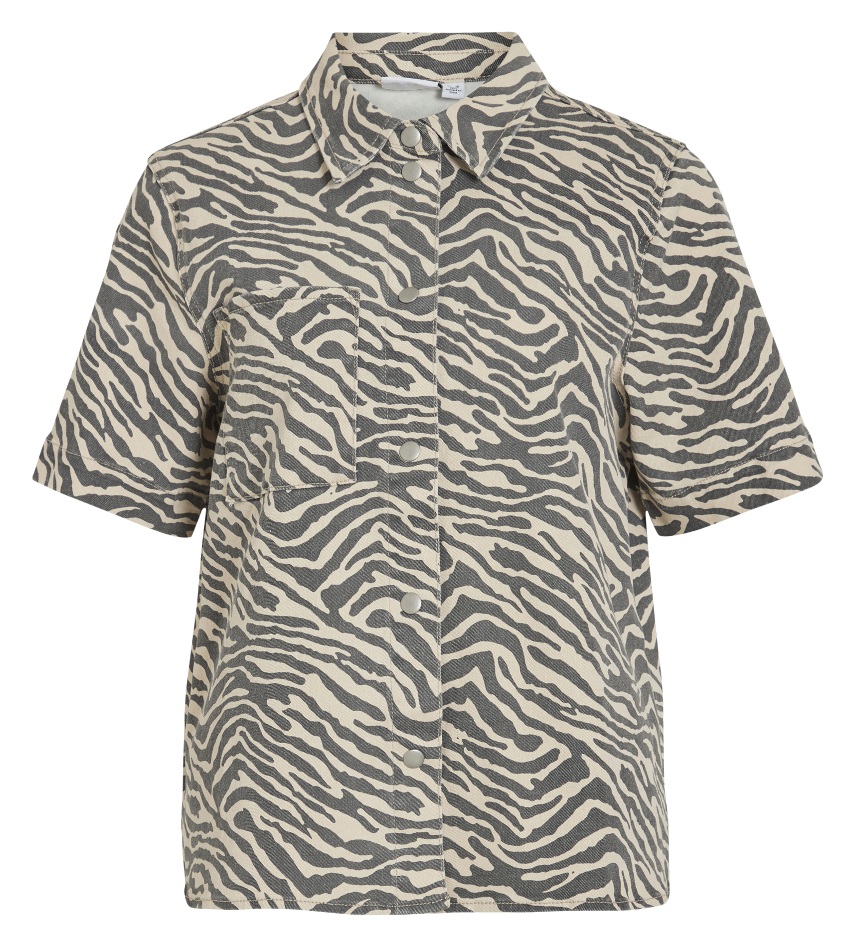 Straight shirt in printed blended cotton VILA Beige
