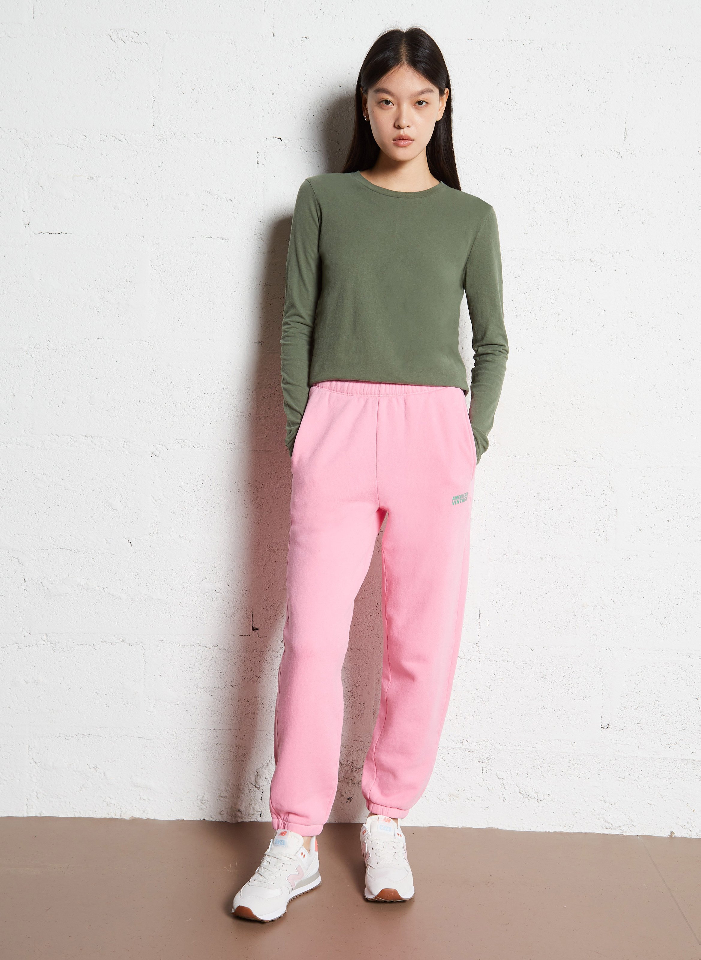 High-waisted cotton-blend joggers AMERICAN VINTAGE Pink