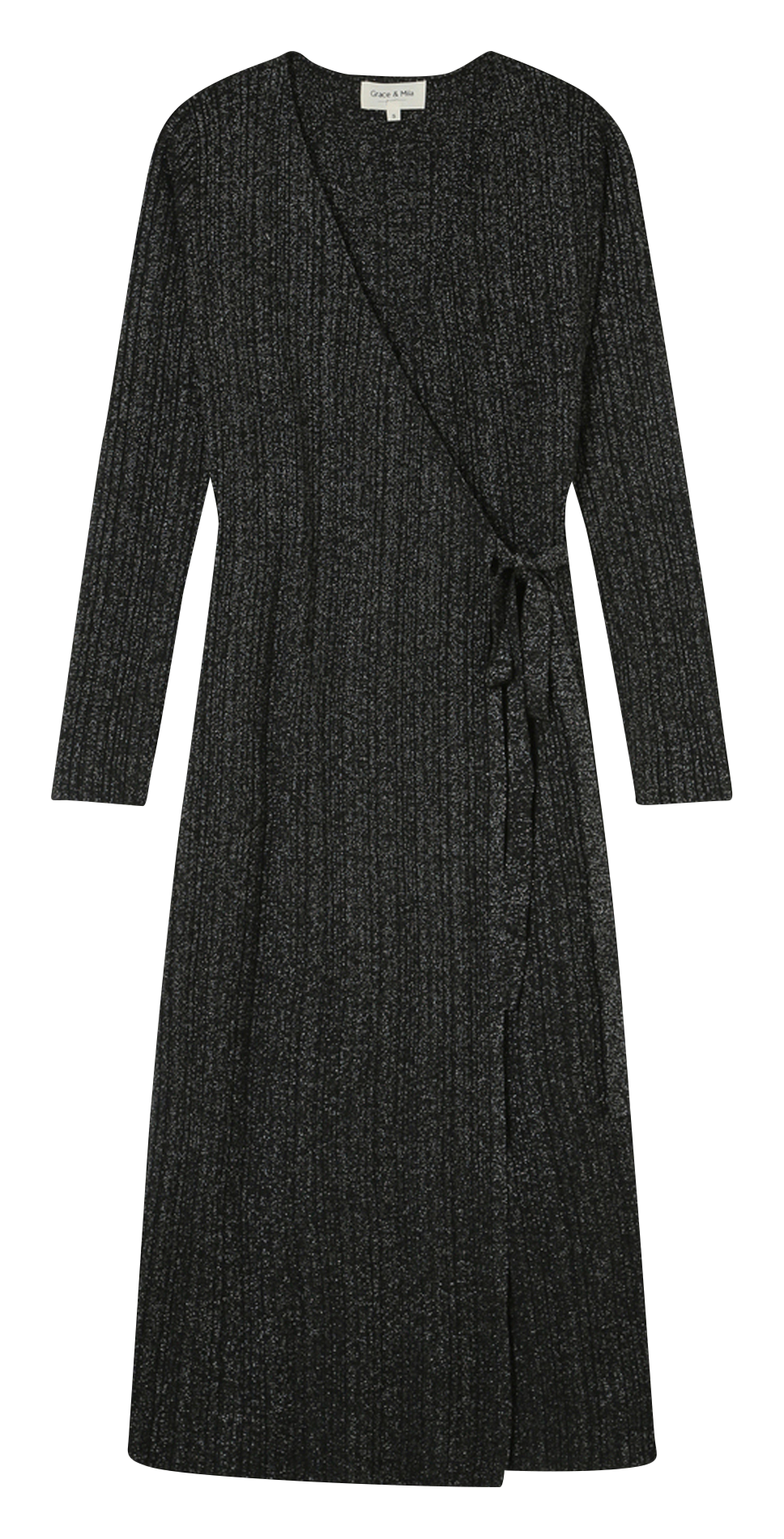 Robe mi-longue portefeuille métallisée GRACE ET MILA Gris