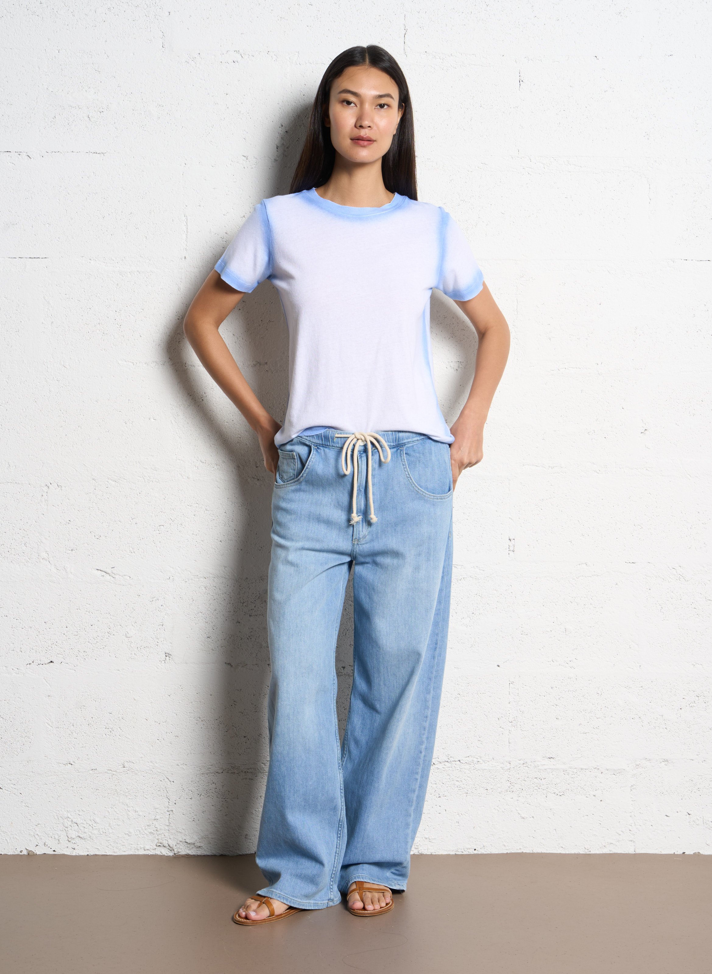 Round-neck linen T-shirt KUJTEN Blue