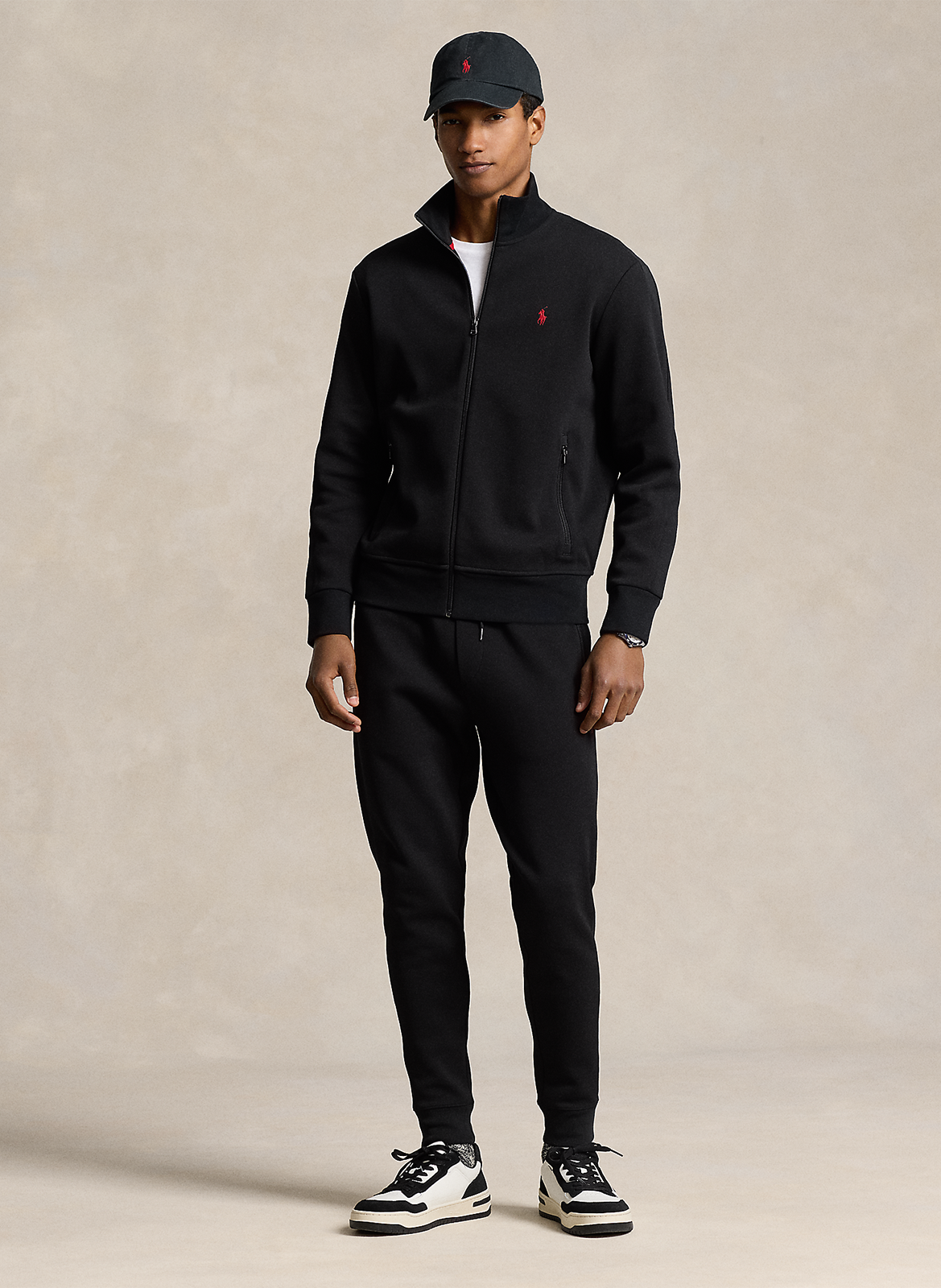 Gilet droit col montant en coton mélangé POLO RALPH LAUREN Noir