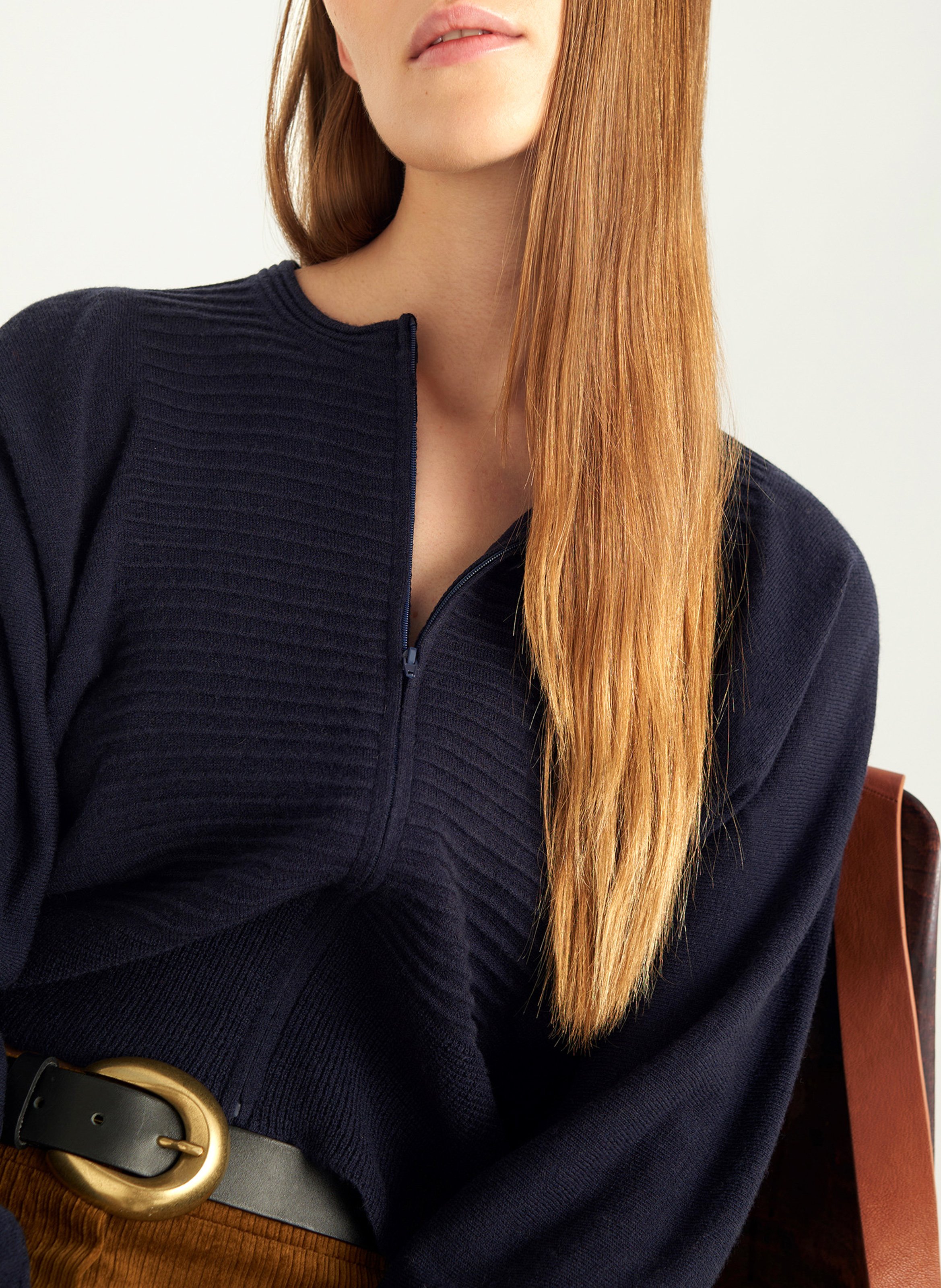 Rechte trui met ronde hals van wol COTELAC Blauw